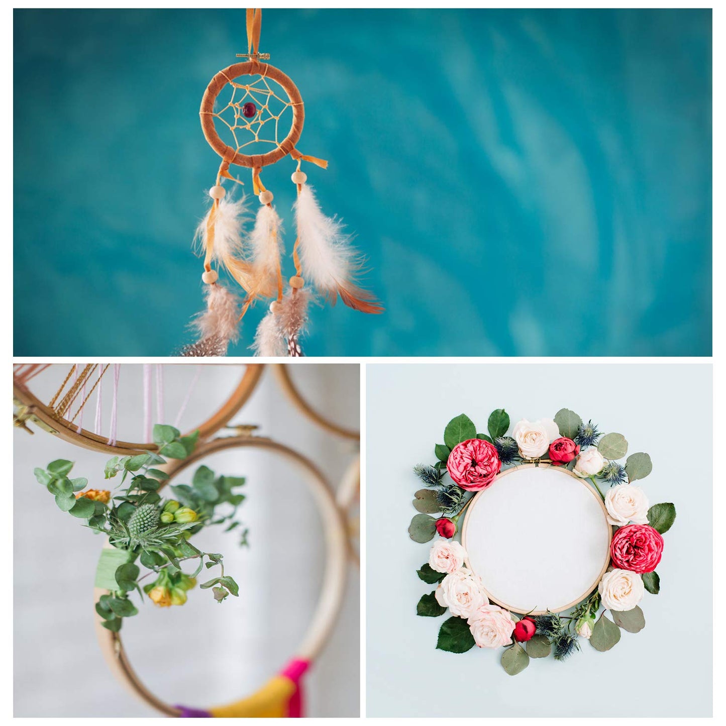 Sherbo 3 Pieces Beech Wood Embroidery Hoops Set By 7 Inch to 9 Inch Circle Hoop Ring Cross Stitch Cotton for Diy Embroidery Floss Starter of Sewing Art Kits Crafts (BeechHoop 7-9)