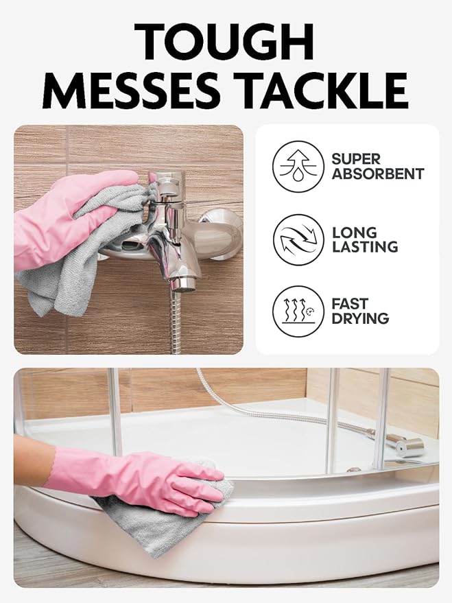 Fantasticlean Microfiber Cleaning Cloth Roll -75 Pack, Tear Away Microfiber Towels, 12" x 12", Reusable, Washable, Scratch Free, Ultra Absorbent Dish Rags for Car, Home, Garage or Shop (Grey)