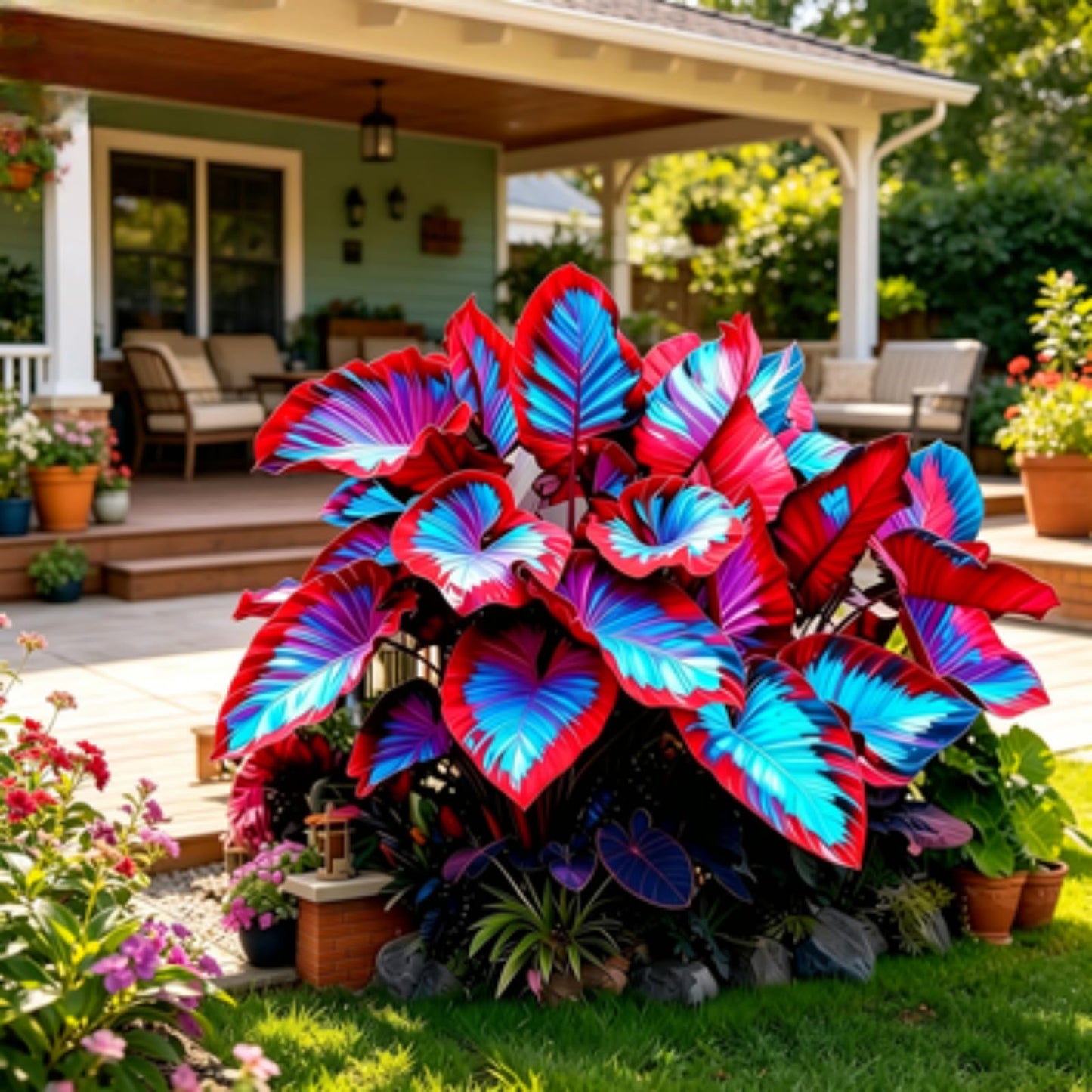 JWDSKT Black Leaves Elephant Ear in Sunlight Oversized Leaves Tropical Look for Patio Landscape-Excellent Display (6)