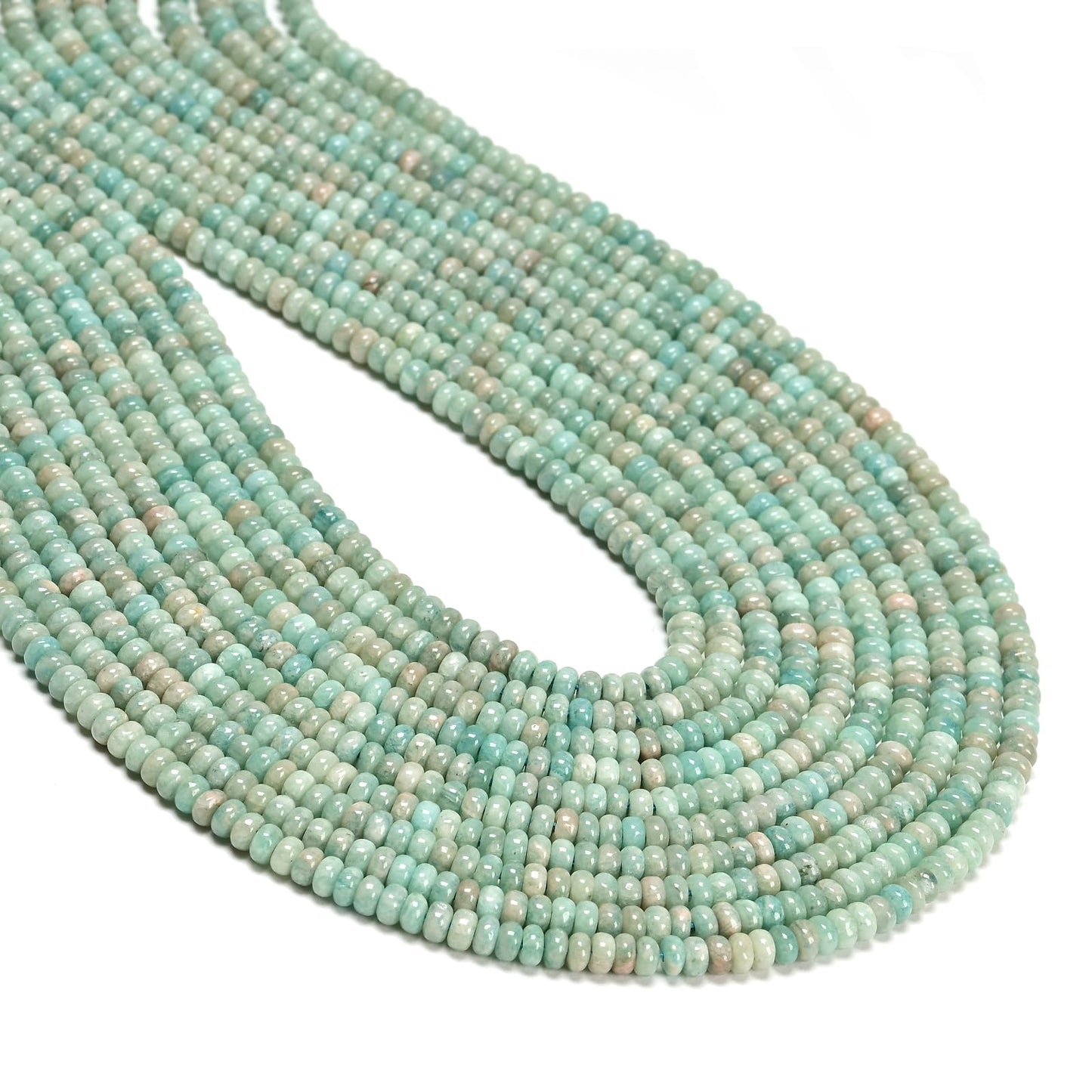 ICAI 2x4mm Natural Rondelle Beads – Loose Gemstone Spacers for DIY Jewelry Making (Amazonite)