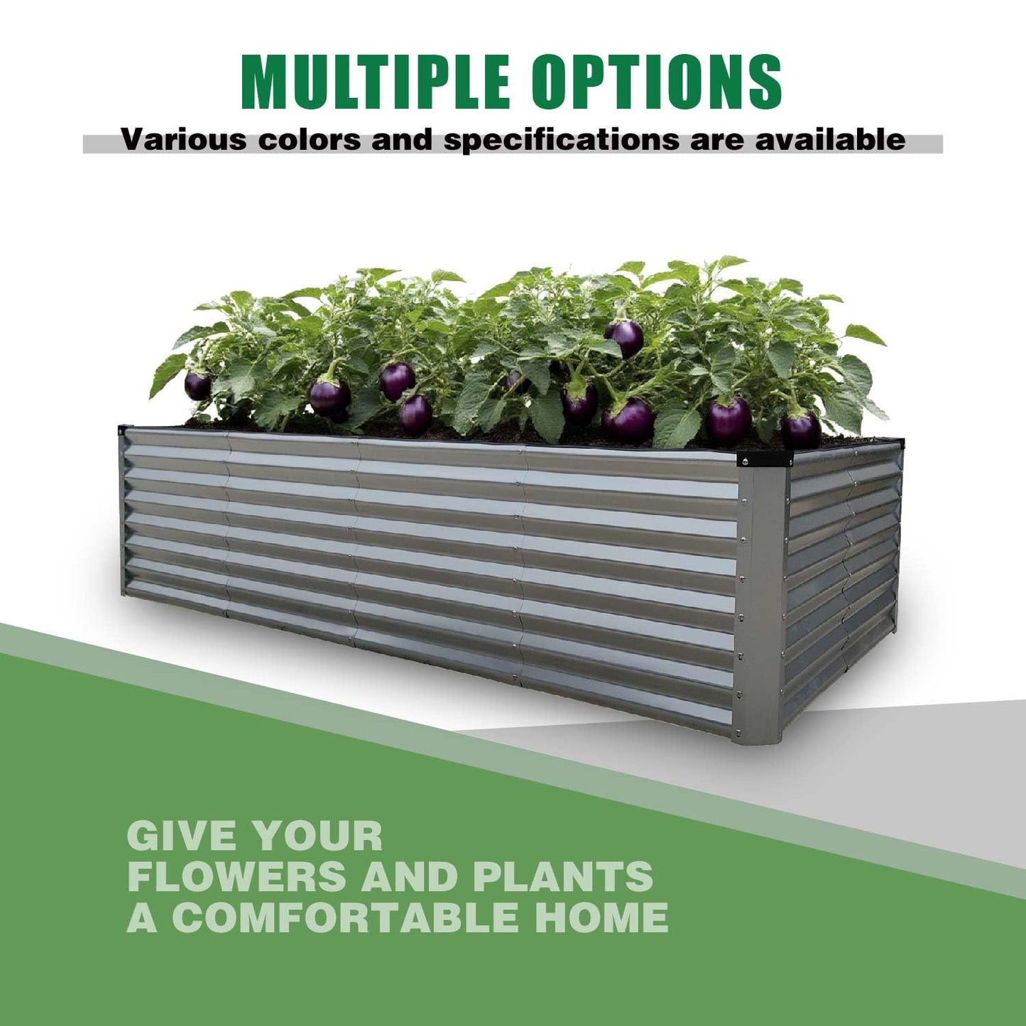 GrowHaus 8x4x2FT Galvanized Raised Garden Bed, Planter Boxes Outdoor Large Metal Garden Beds for Planting Vegetables Flowers Herbs Rectangle Silver