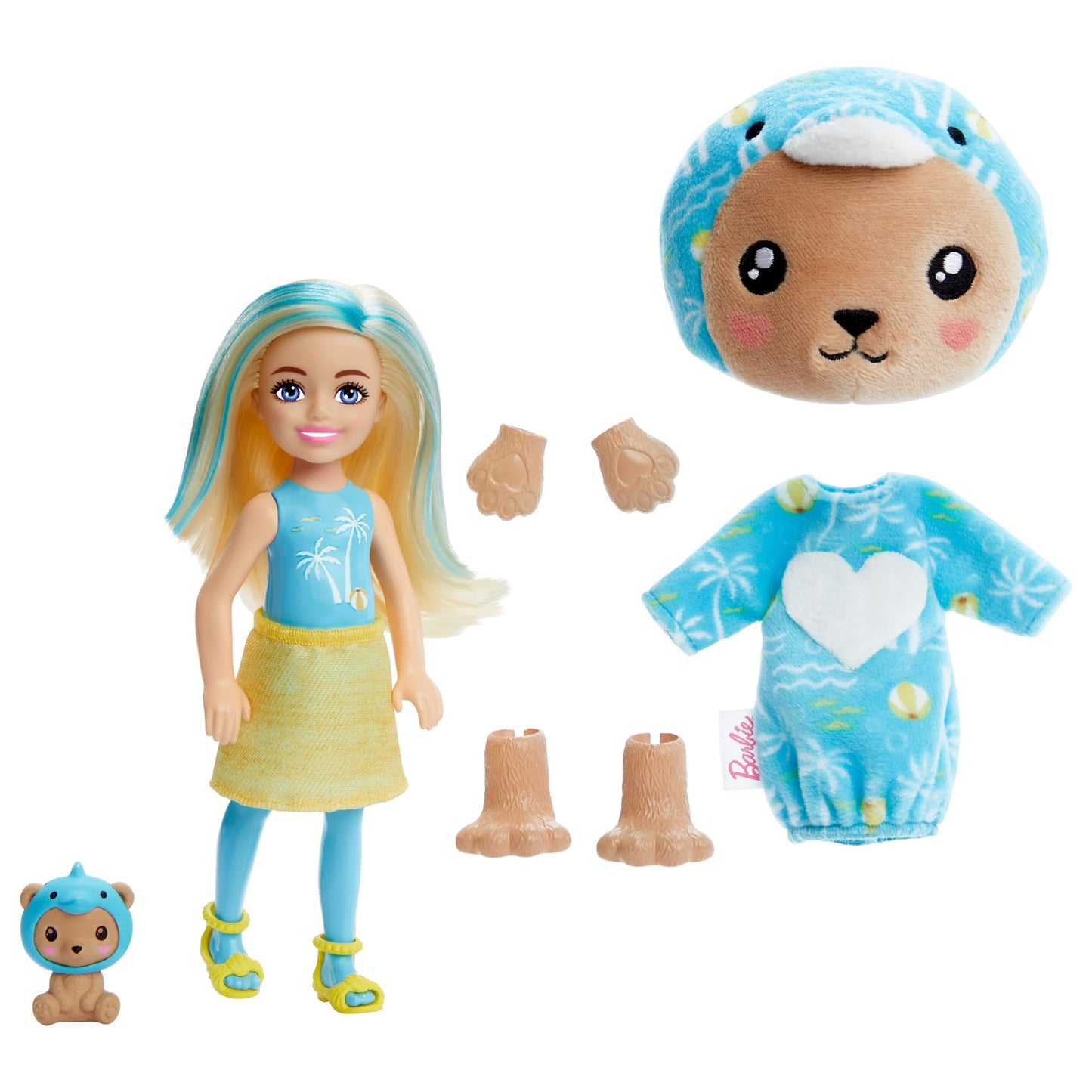 Barbie Cutie Reveal Chelsea Doll & Accessories, Animal Plush Costume & 6 Surprises Including Color Change, Teddy Bear as Dolphin