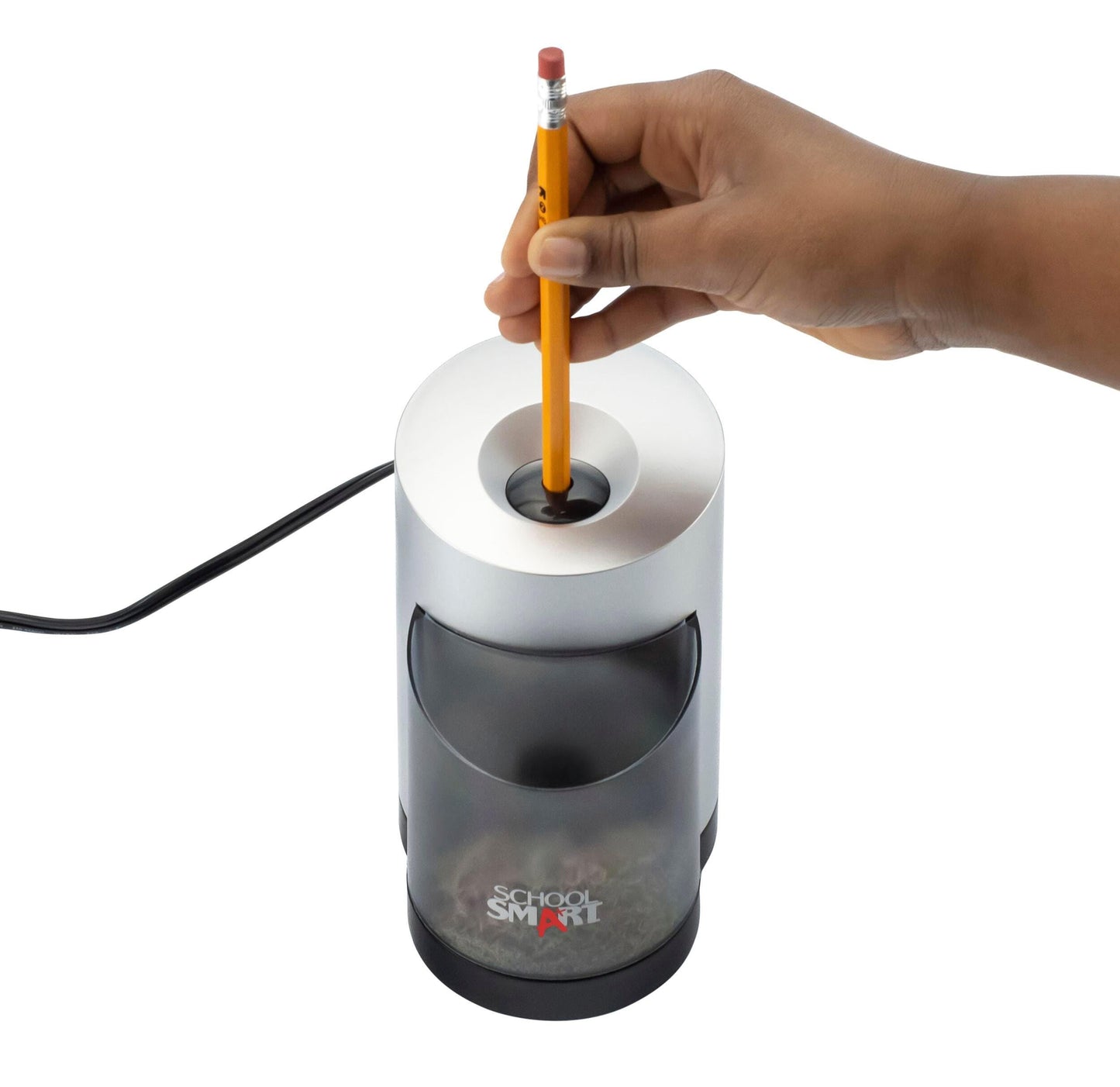 School Smart Vertical Electric Pencil Sharpener, For Classroom, Home, and Office Use, Black and Grey