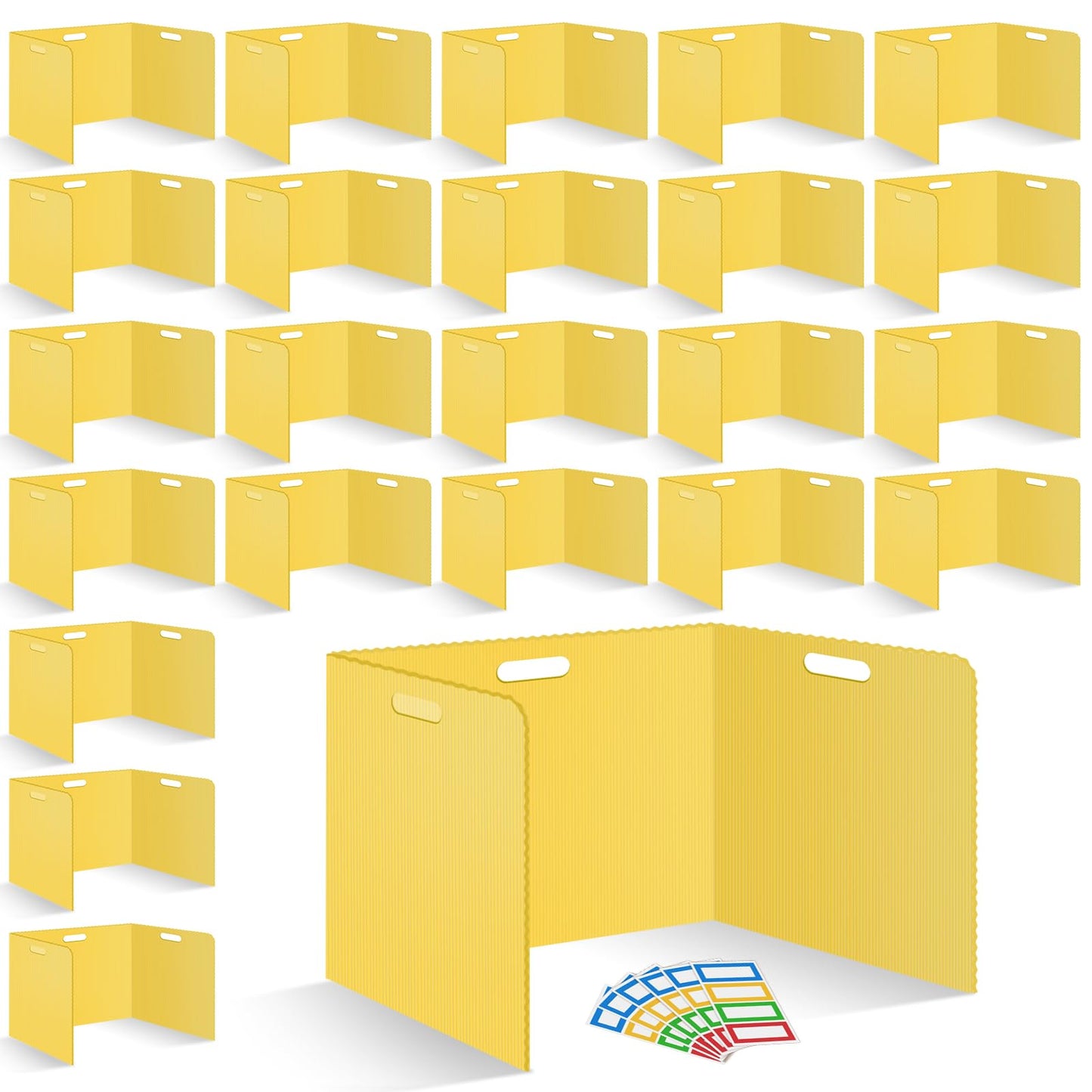 24 Pcs Desk Dividers for Students Plastic Durable and Waterproof Privacy Folders Shields Test Dividers with Classroom Privacy Boards for School Study Teacher Supplies (Yellow)