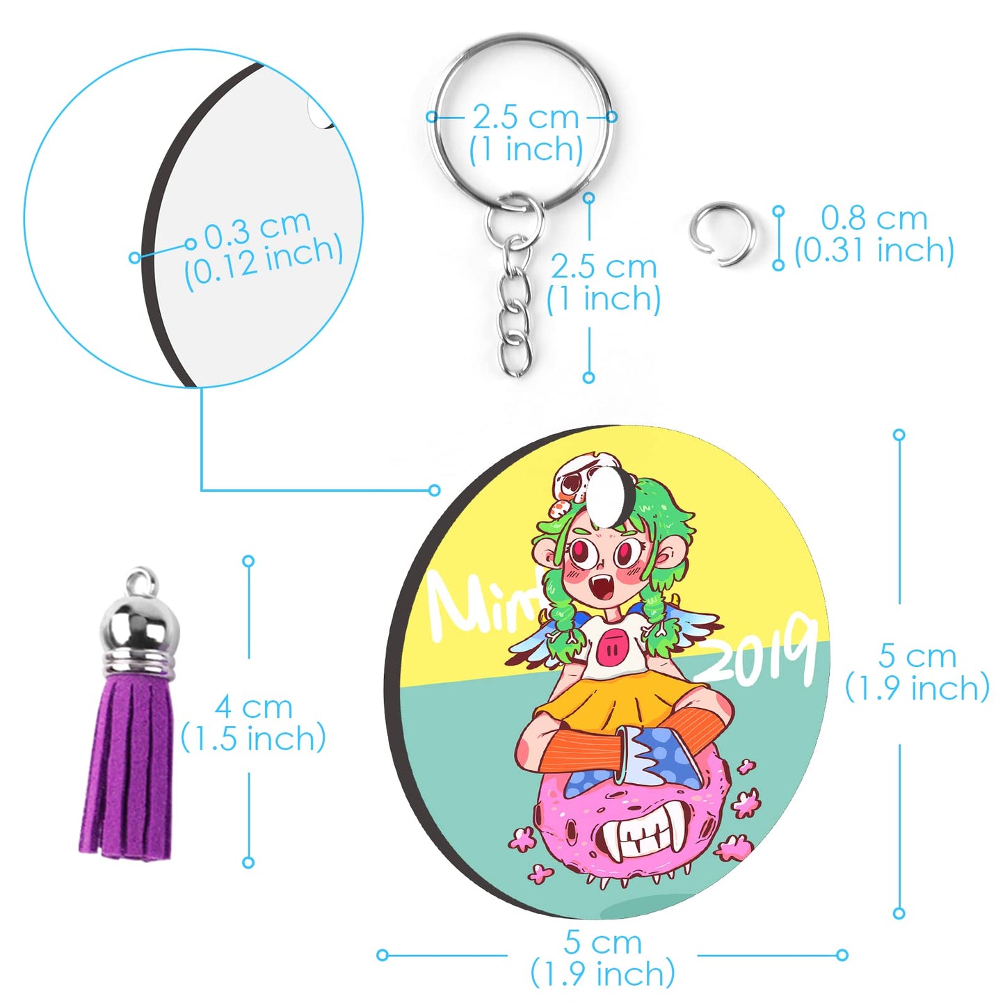 HTVRONT Sublimation Keychain Blanks - 120Pcs Round MDF Keychains with Tassels - Heat Transfer Keychains - Adult Unisex Gift