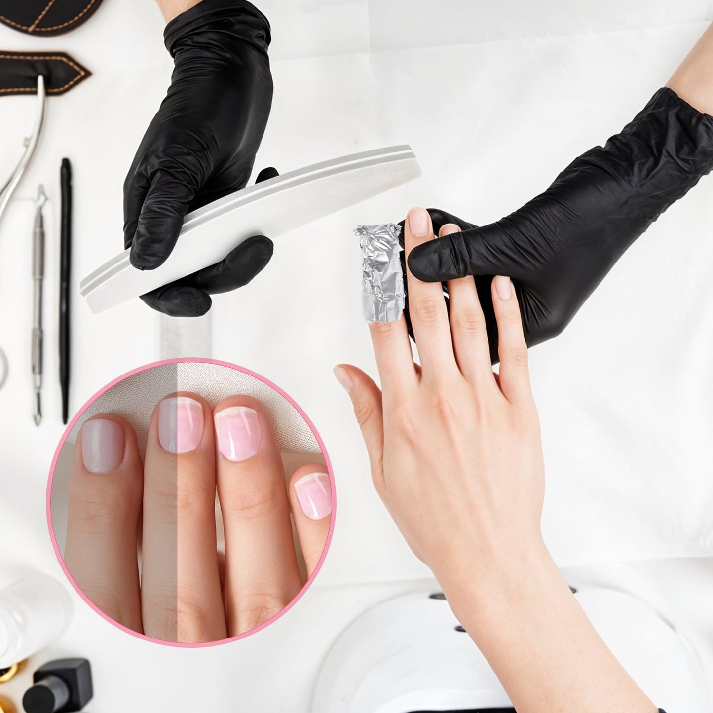 Ptwola 1000pcs Aluminium Foils Nails Polish Remover, Soak Off Wraps Finger Nail Gel Polish Removal Tool with 0.79x1.18inch Pre-attached Lint Free Cotton Pads