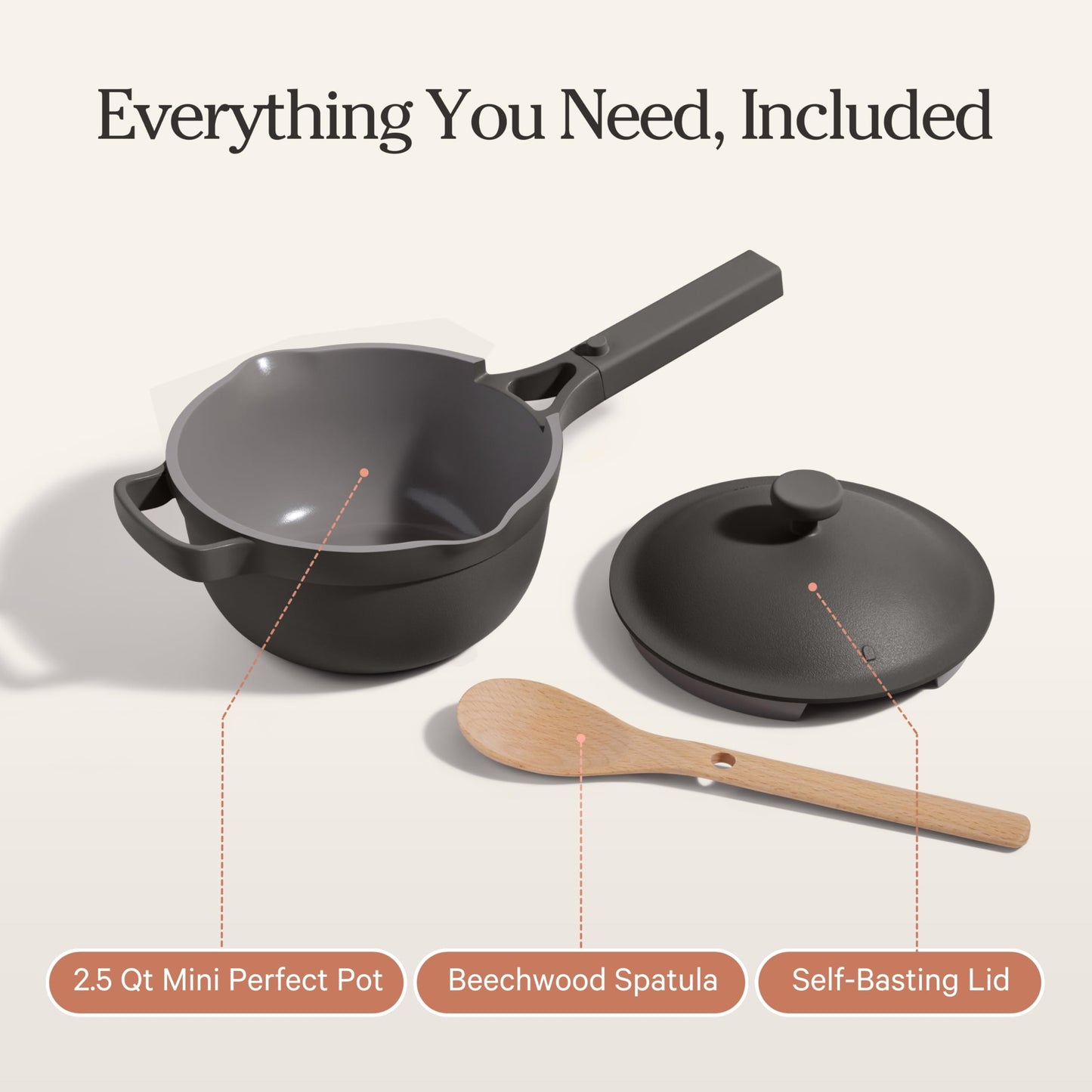 Our Place Mini Perfect Pot | 2.5 Qt Ceramic Pot with Lid & Spatula | Patented 8-in-1, PFAS-Free Nonstick, Non-Toxic Cookware | Induction & Oven-Safe up to 450°F | Char