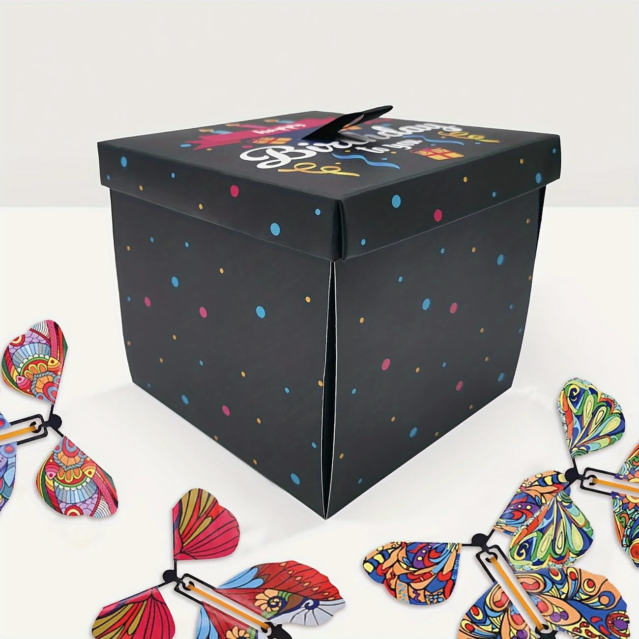 MOAXMOA Explosion Box with Flying Butterflies, Birthday Explosion Gift Box, DIY Exploding Surprise Gift, Flying Butterfly Surprise Gift Box for Birthdays, Wedding, Mother's Day, Anniversaries