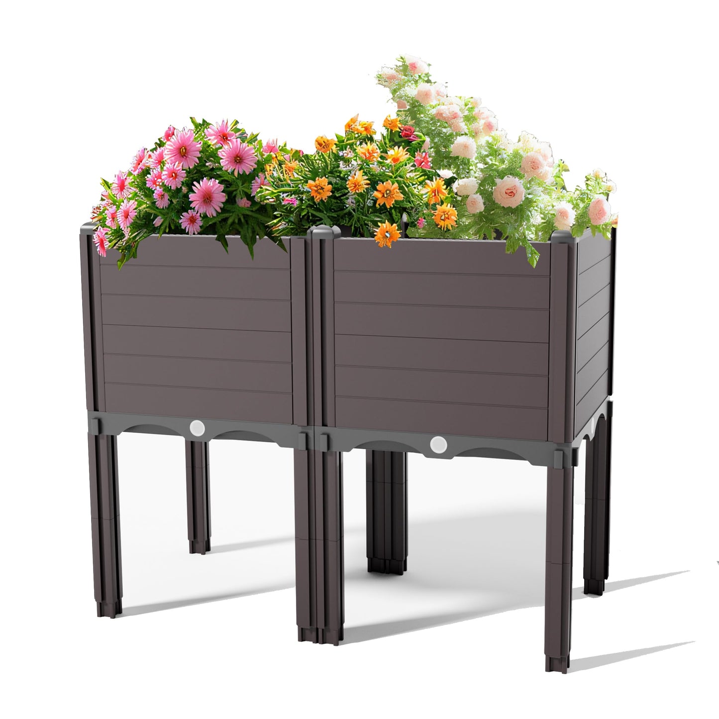 INSECT GENERAL Raised Garden Bed with Legs, Outdoor Planter Boxes & Rectangular Planter, Elevated Above Ground Garden Bed Plastic Flower Pot for Patio Yard, 23.62" × 11.81" × 22.44"