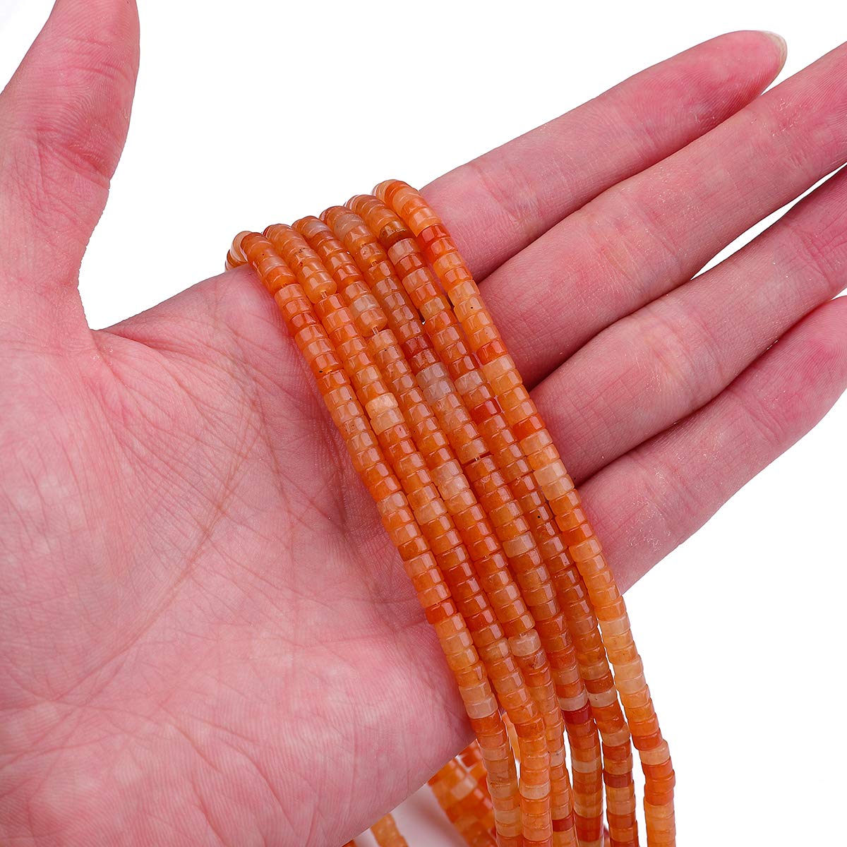 BEADIA Natural Red Agate Spacer Beads Caps Loose Semi Gemstone for Beading Jewelry Making 4mmx2mm 38cm