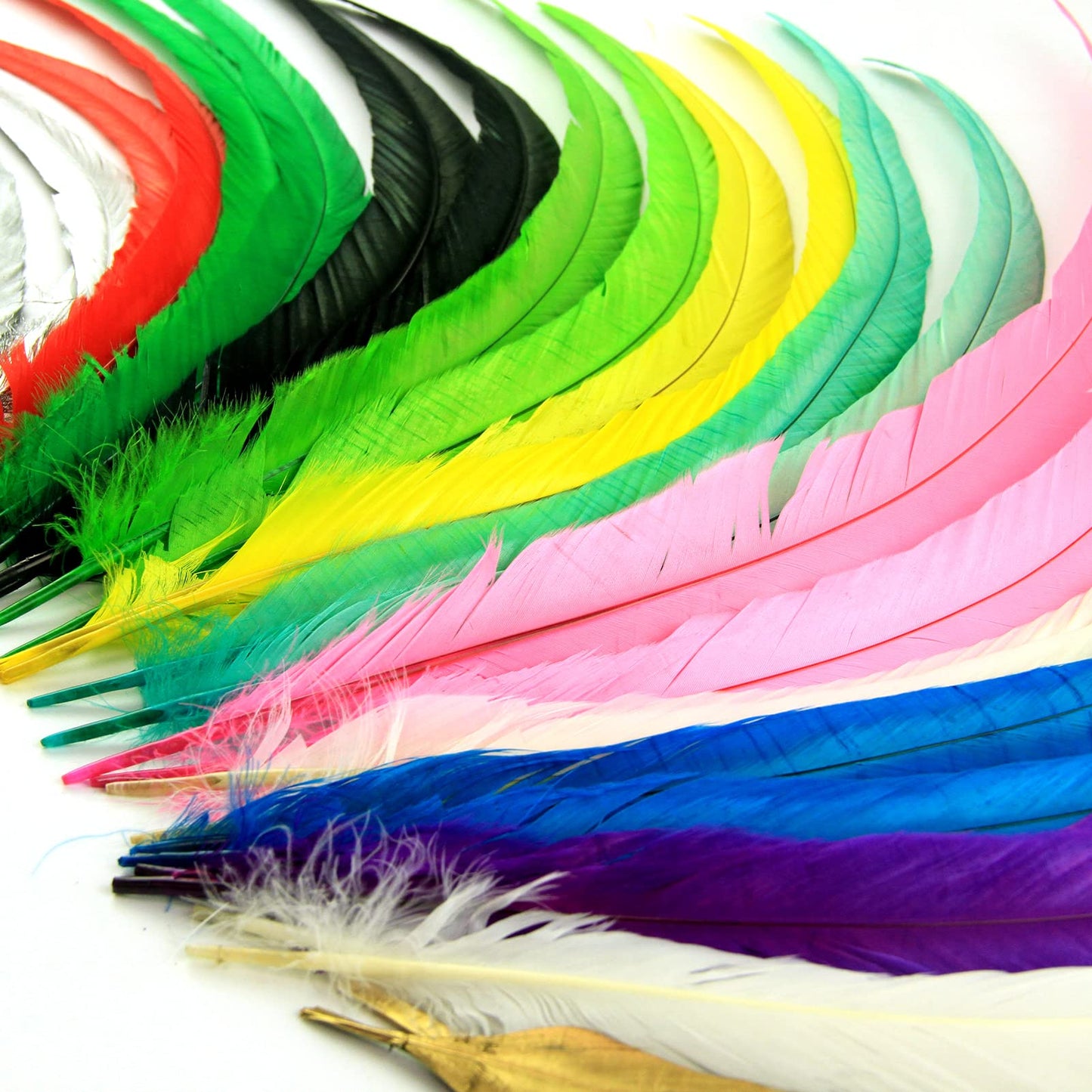 THARAHT 20PCS Rooster Coque Tail Feathers Bulk Natural 16-18Inch 40-45cm for Crafting Wedding Gras Masquerade Party Performances DIY Decoration Rooster Tail Feather,Natural
