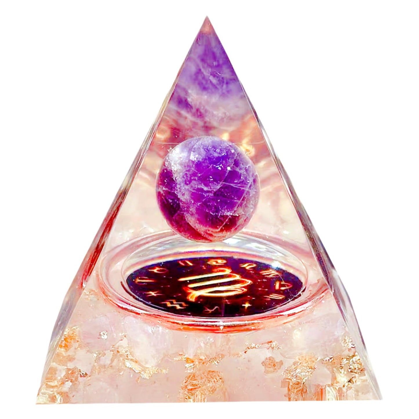 Saefheled Twelve Constellations Virgo Orgone Pyramid,Natural Amethyst&Pink Crystal Orgonite Crystal Healing Pyramid for Protection Chakra,Unique Constellation Pyramids for Positive Energy,Money Health