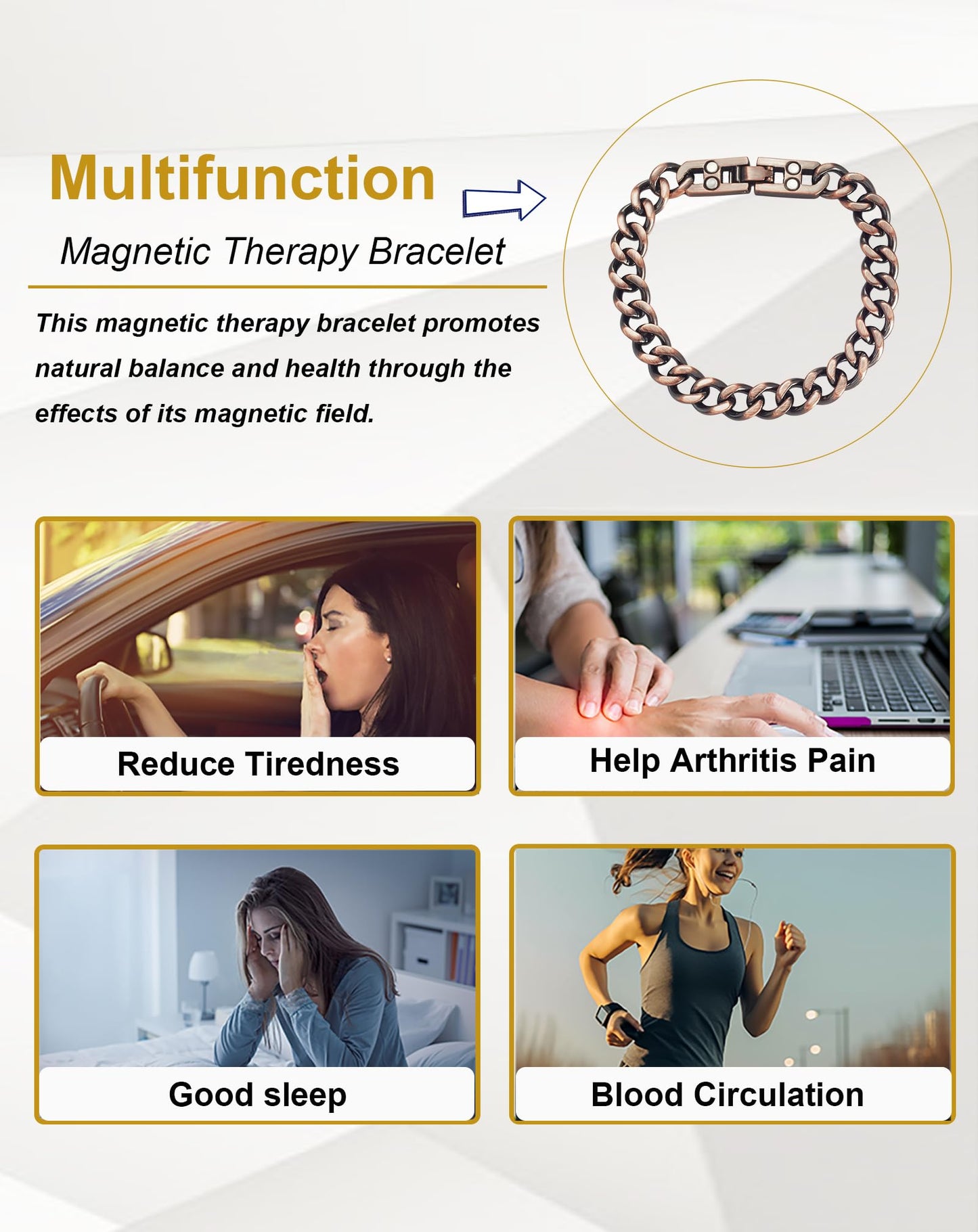 MagSølv Copper Bracelets for Women for Arthritis and Joint, 99% Pure Copper Adjustable Magnetic Chain, Fashion Jewelry Present