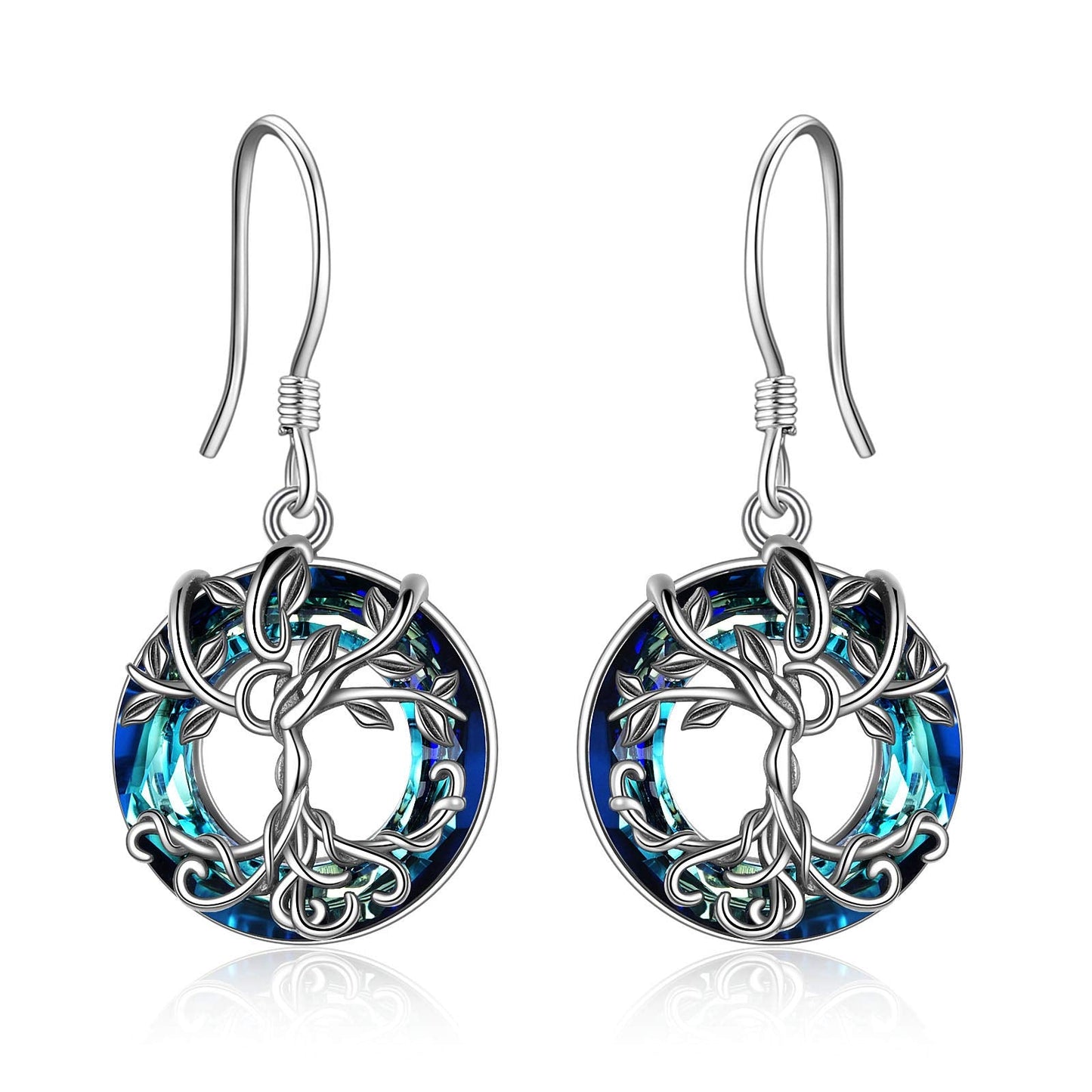 ONEFINITY Tree of Life Earrings 925 Sterling Silver Tree of Life Crystal Dangle Drop Earrings for Women Jewelry