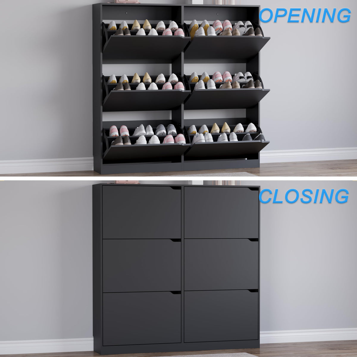 Shoe Cabinet with 6 Flip Drawers