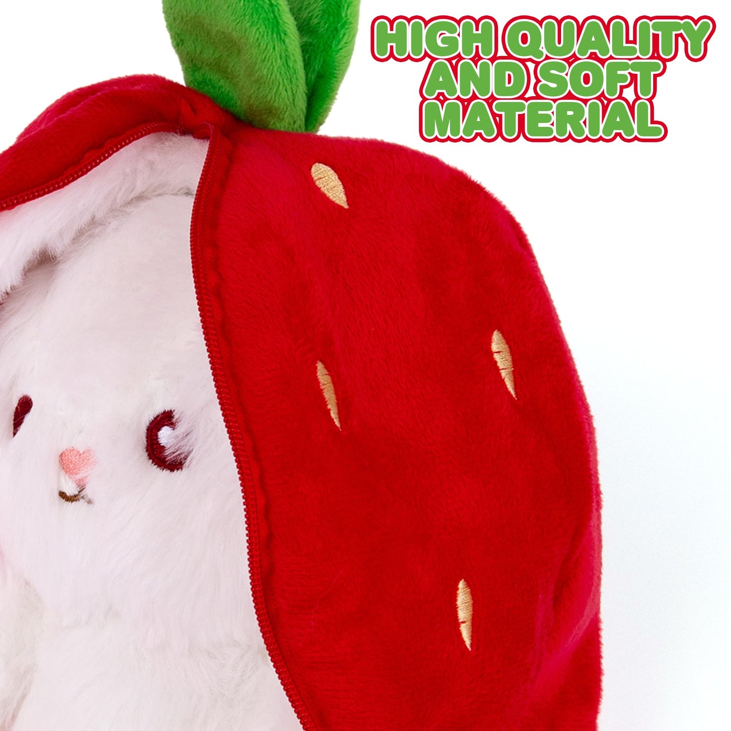 ArtCreativity Strawberry Bunny Plush Toy - Hidden Easter Bunny Stuffed Animal - Easter Basket Stuffers and Gifts for Kids - Doubles as Cute Easter Decor