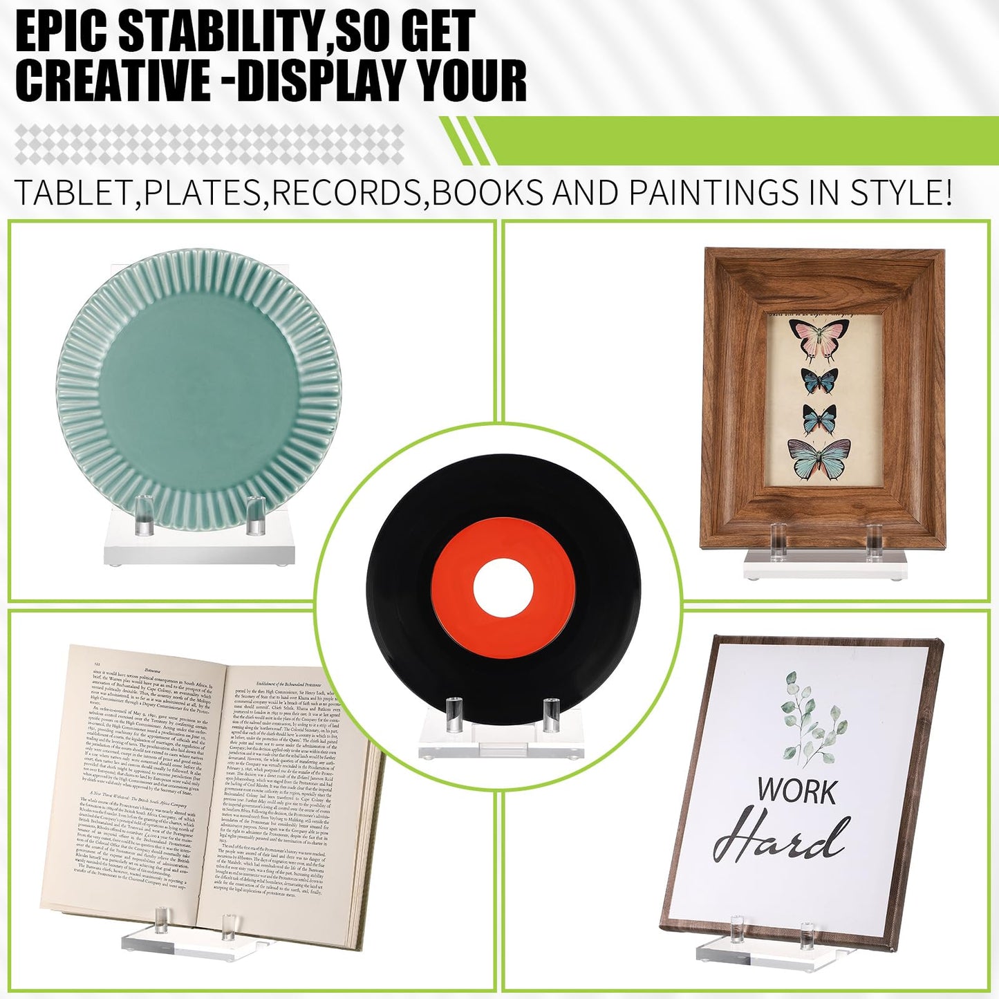 Yousoontic Acrylic Book Display Stand Clear Easel Plate Stand for Displaying Books, Picture, Notebooks, Platter, Photo, Artworks(4 x 6 x 6 Inch)