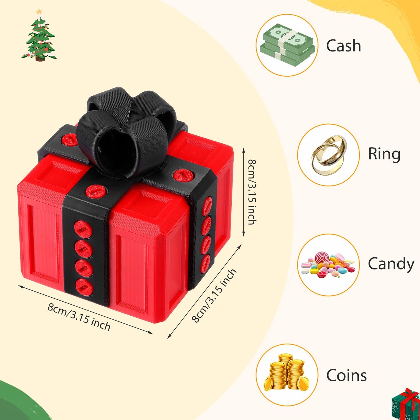 Leinuosen 3 Pack Annoying Nesting Gift Box with Screws, 3D Funny Prank Gift Box, Novelty Hilarious Money Card Container for Christmas Birthday Wrapping (Orange Gold,Red Black,Blue Red)