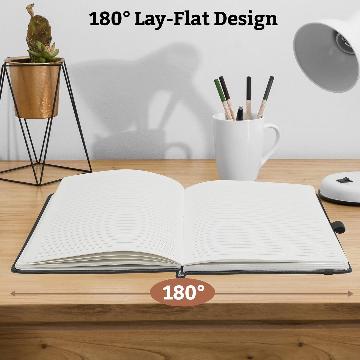 2Pack Lined Hardcover Journal Notebook, A5 192 Pages 100Gsm Thick Paper College Ruled for School,Note Taking,Work,Diary，5.7''*8.3'',Black