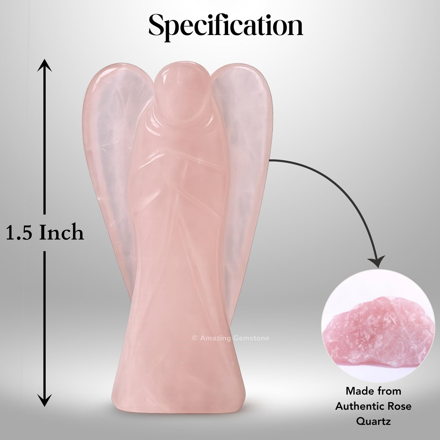 Amazing Gemstone Rose Quartz Angel - Rose Quartz Crystal Angel and Pocket Guardian Angel Crystal Figurines (1.5 inches)