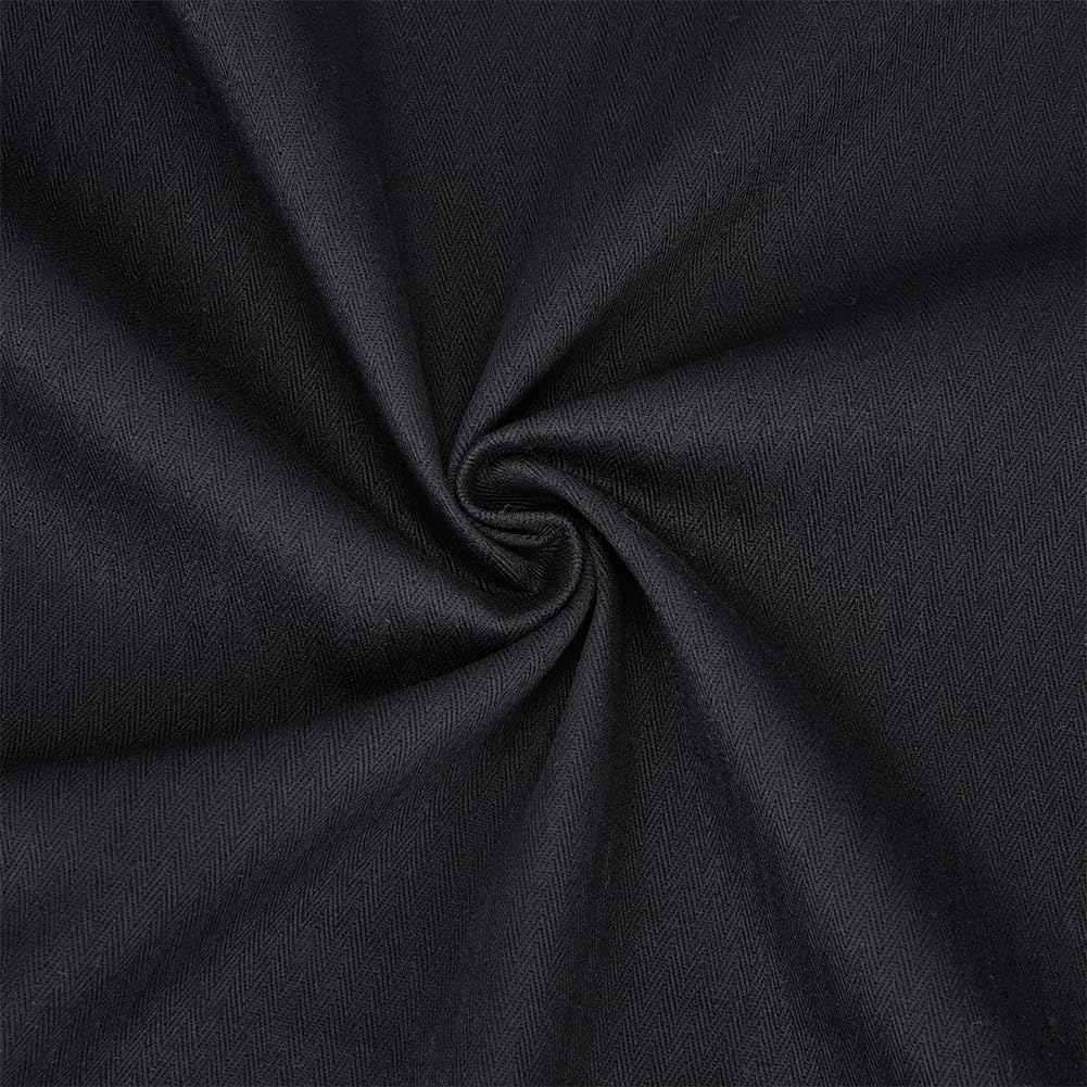 BENECREAT 1.5Yard x 59.8inch Cotton Herringbone Fabric, 100% Cotton Canvas Fabric, Upholstery Material for DIY Crafts and Home Decor Projects, Black