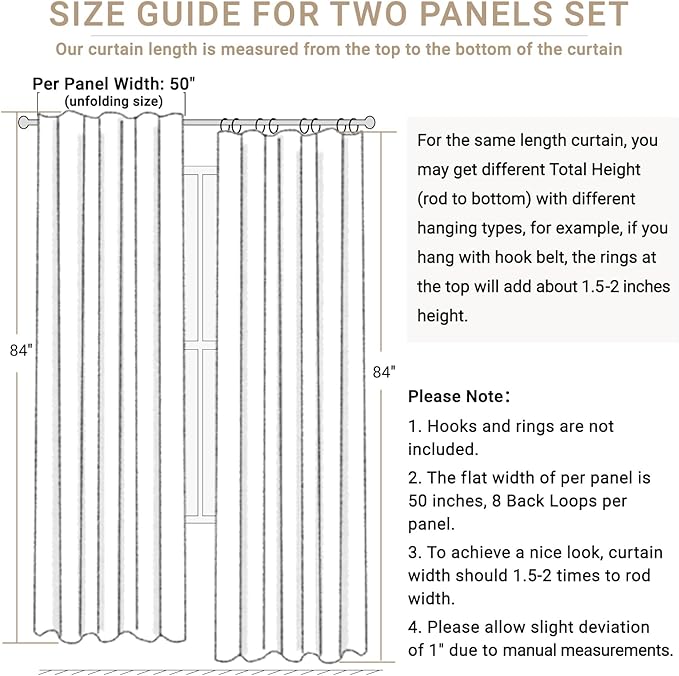 100% Blackout Shield Linen Blackout Curtains for Bedroom 108 Inches Long, Back Tab/Rod Pocket Living Room Drapes, Thermal Insulated Blackout Curtains 2 Panels Set, 50" W x 108" L, Burnt Orange