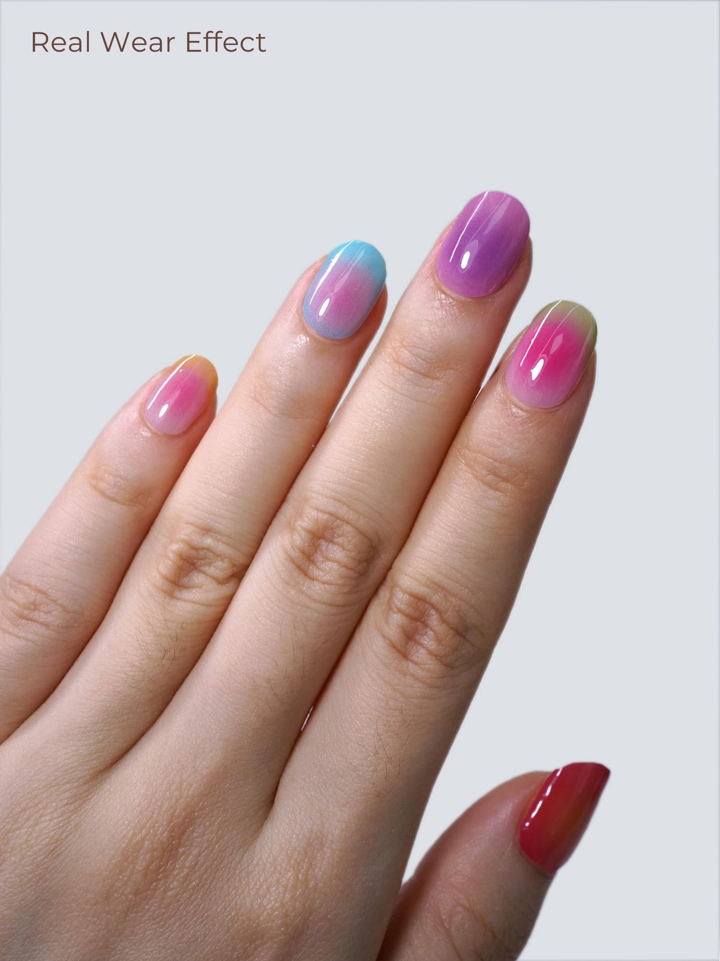 Beaolata Real Gel Nail Strips (No UV Light Needed) - 44Pcs Salon Quality Nail Stickers - Long Lasting Polish Wraps for Women, Easy Apply & Remove (Joy Bomb Pink)