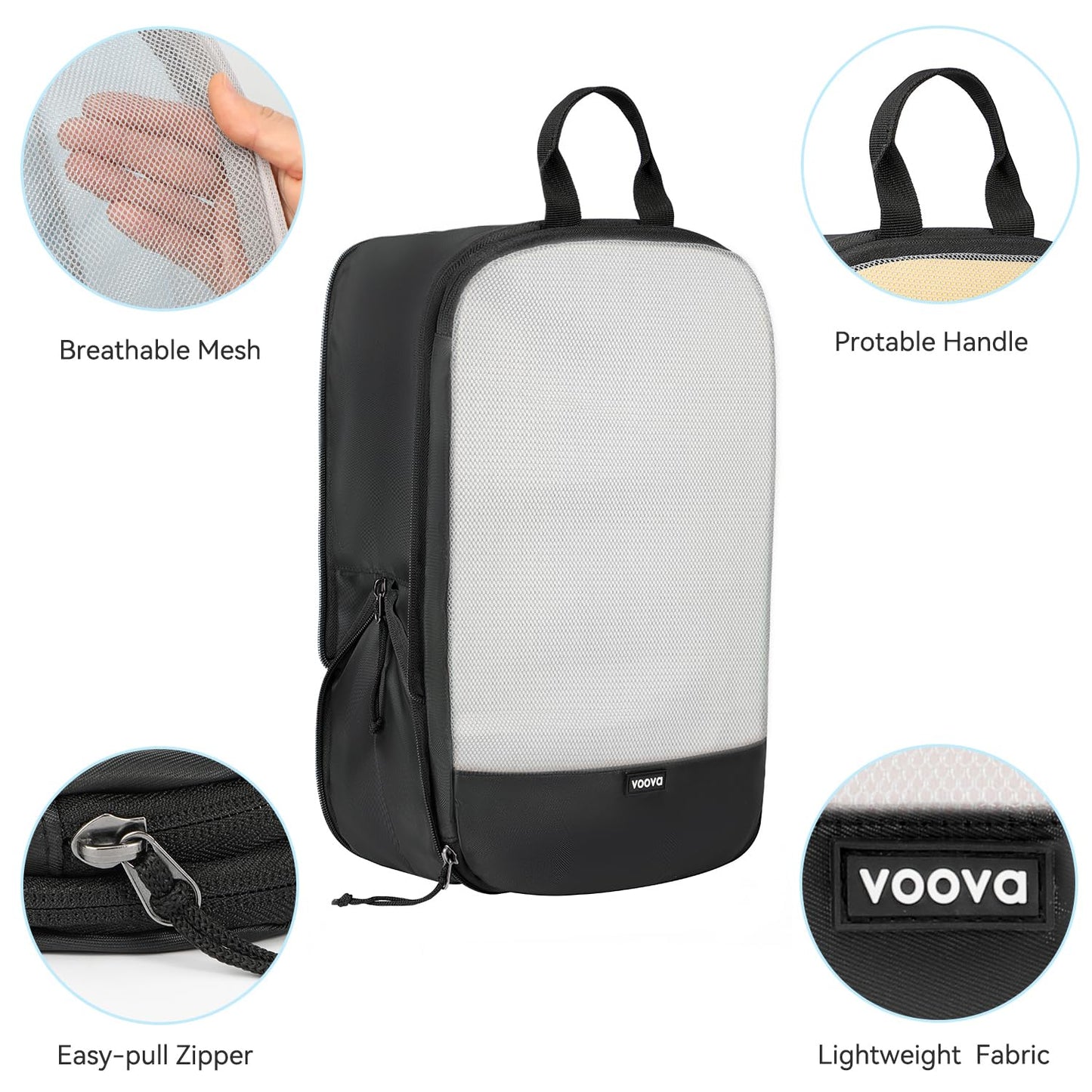 Voova 6 Set Compression Packing Cubes, Travel Accessories Expandable Packing Organizer Bags Set for Carry on Suitcase, Durable Luggage Packing Cubes for Travel Essentials, Black