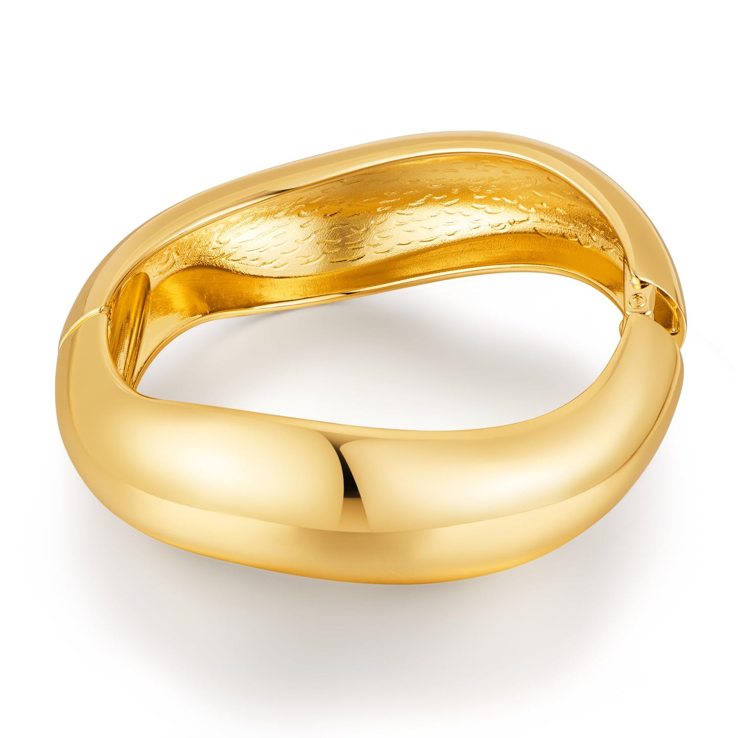 ENSKEFEN Chunky Gold Hinged Bangle Bracelets for Women Irregular Oval Bracelet Wide Thick Arm Cuff Bangles Minimalist Gold Bracelets