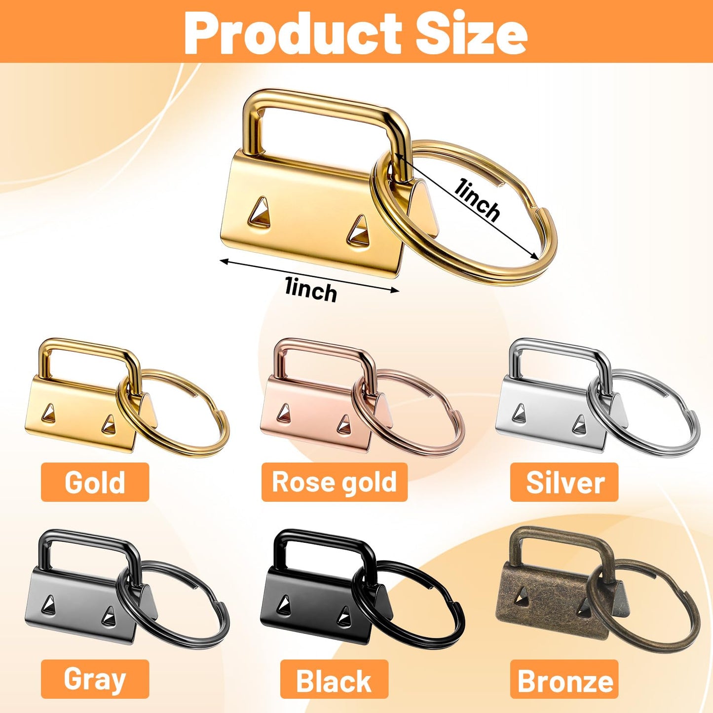 144 Pcs Keychain Hardware Set Key Fob Hardware Set - 48 Pcs 1 Inch Keychain with Keyring, 48 Pcs Colorful Leather Keychains Tassel and 48 Pack Swivel Snap Hooks for DIY Craft Supplies (Multicolor)