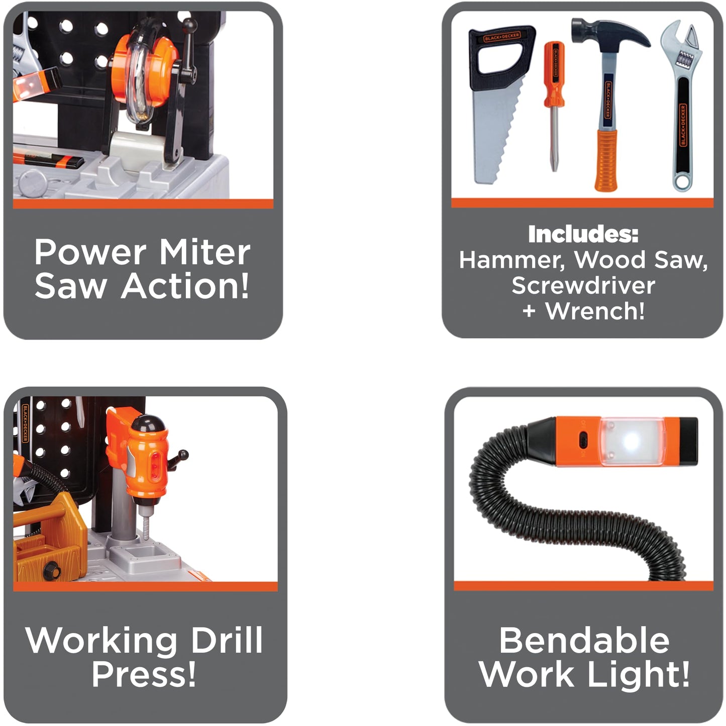JAKKS Pacific Black+Decker Kids Workbench - Power Tools Workshop - Build Your Own Toy Tool Box – 75 Realistic Toy Tools and Accessories [Amazon Exclusive]