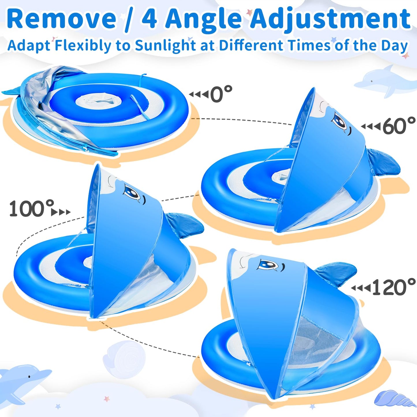 Extra-Large 25.6" Baby Pool Float with Double Airbag & Safety Seat, Inflatable Swimming Ring Float for 6-36 Months Toddler Infant Upgraded Diameter Enhances Stability in Kiddie Pool/Bathtub Swim Train