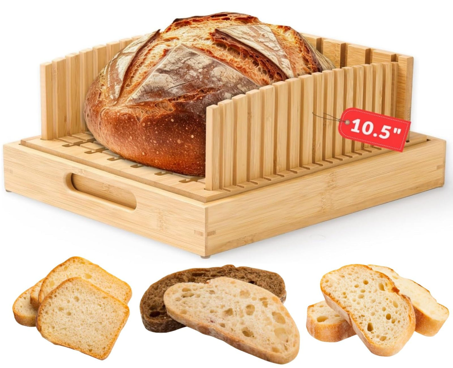 LukieBoee Sourdough Bread Slicer – 10.5″ Adjustable Bread Cutter for Homemade Bread, Precision Cutting Guide with Grooves, Wide Loaf Slicing Tool & Holiday Gift for Bread Lovers