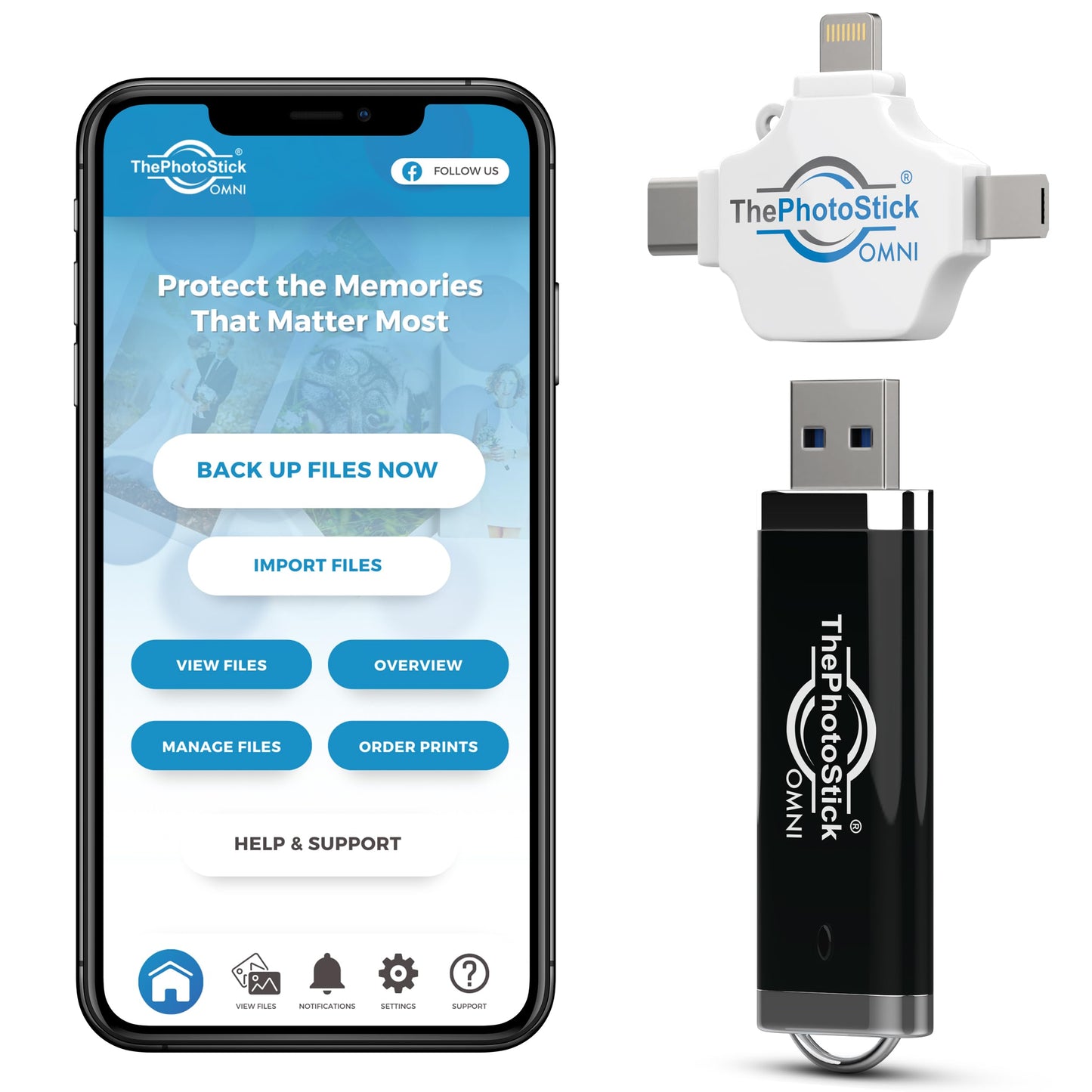 ThePhotoStick Omni 128GB - Secure Photo & Video Backup | ThePhotoStick Omni Protective Case - Water Resistant & Shockproof USB Storage