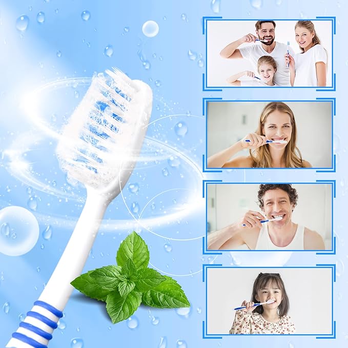 50 Prepasted Disposable Toothbrushes Individually Wrapped Pre Pasted Toothbrushes Soft Bristle Travel Tooth Brush Single Use Wrapped for Hotel, Camping, Travel and Gift for The Homeless