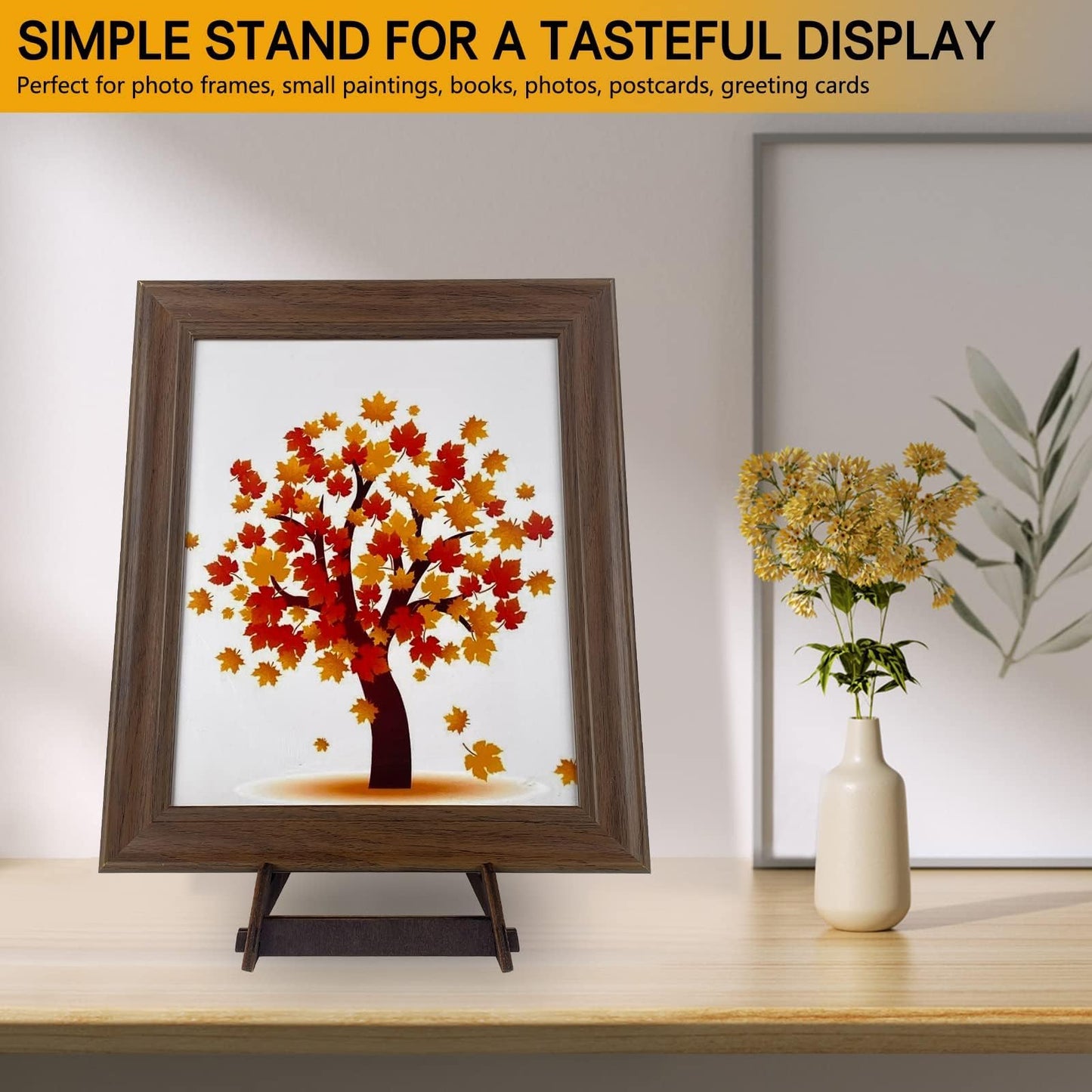 COLOOFO 15.5 Inch Large Plate Stands for Display, Wooden Picture Frame Stand, Decorative Easel Holder for Plates, Bowl, Plaque, Pictures, Books (1 Pack )