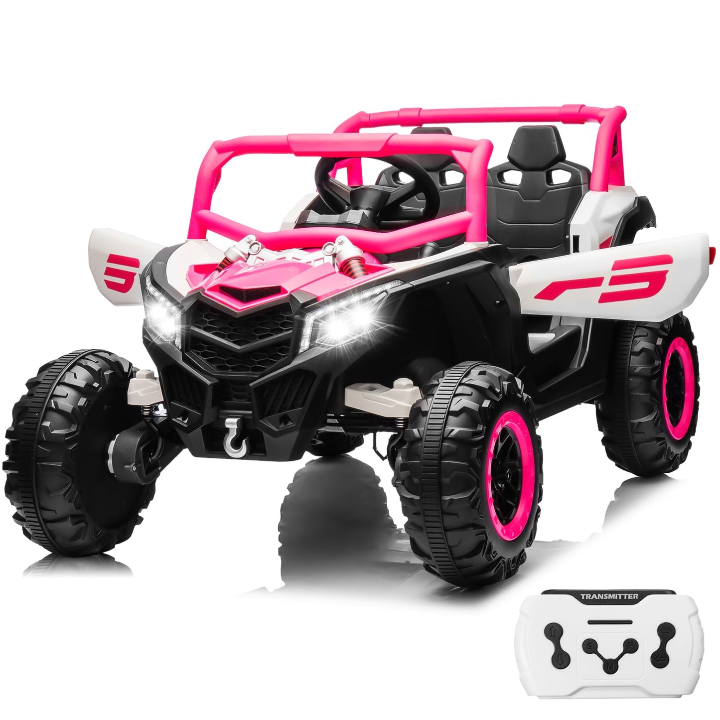 24V Ride On Car for Kids w/Remote Control, JOYRACER Battery Powered Off-Road UTV, 4x150W Motors,4 Shock Absorbers, 4.5 Mph Max Speed, Bluetooth, MP3, Lights, Electric Car for Big Kids