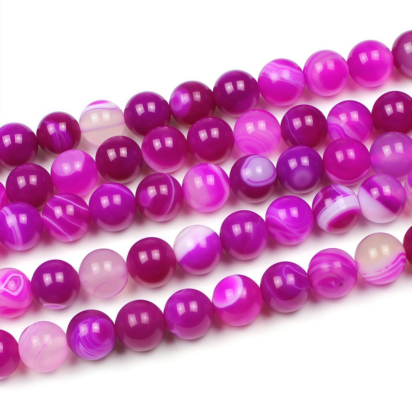 MJDCB Natural Stone Beads Rose Red Stripe Agate Round Loose Beads for Jewelry Making DIY Bracelet Necklace (6mm)