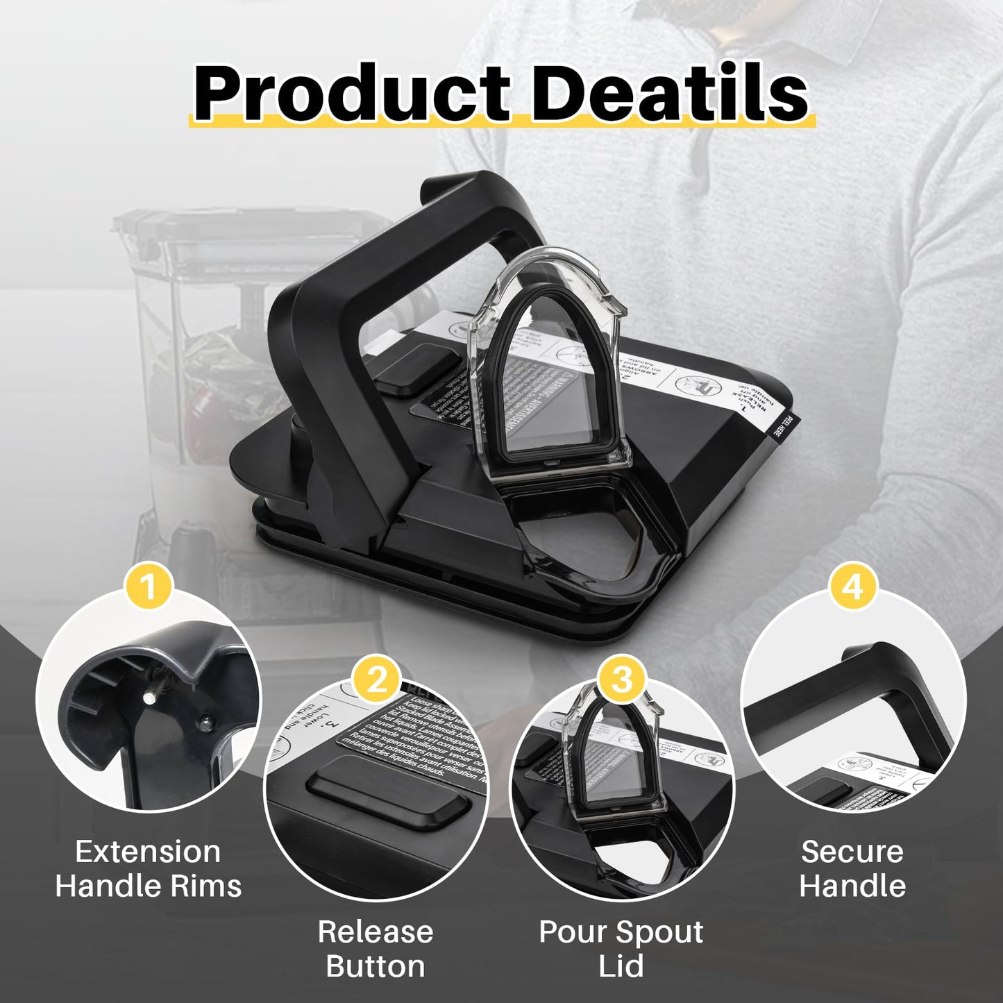Blender Lid Replacement Compatible with Ninja Blender 72oz XL Pitcher (Only for New Models with Rim Extension), Compatible with Ninja BL660 BL770, NOT Original Part