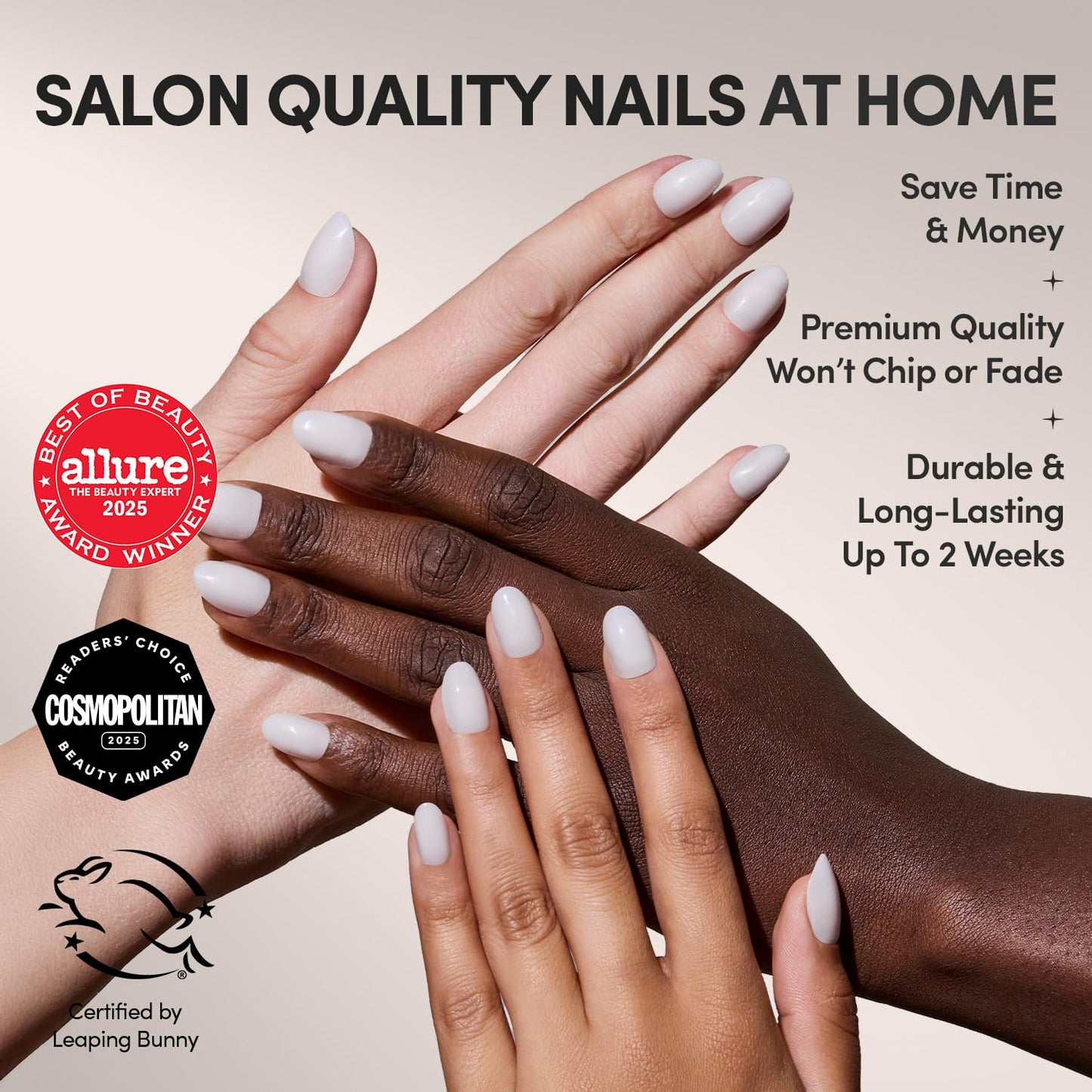 Glamnetic Press-On Nails Bundle - Clean Girl & Hailey | Short Oval Milky White False Nails | Glazed Short Almond Fake Nails | Durable, Salon-Quality Nail Kits