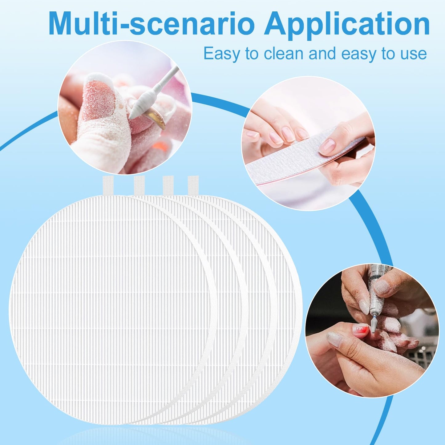 4-Pack Nail Dust Collector Replacement Filters with 100 Sheets Pink Filter Paper with Cleaning Brush- Home & Salon Use