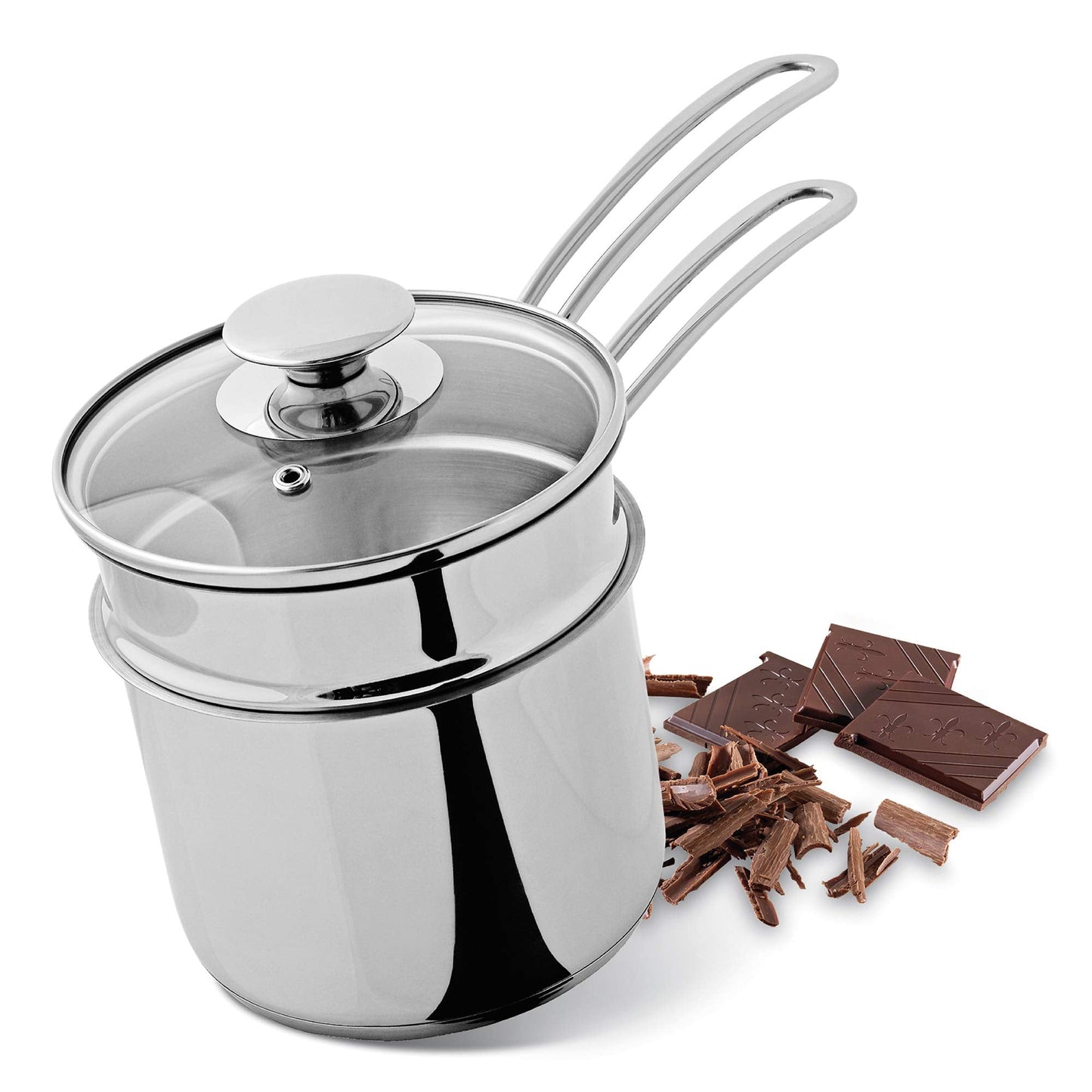 Küchenprofi Double Boiler/Bain Marie Set with Glass Lid, 1.6 Quart, 5.5" Diameter