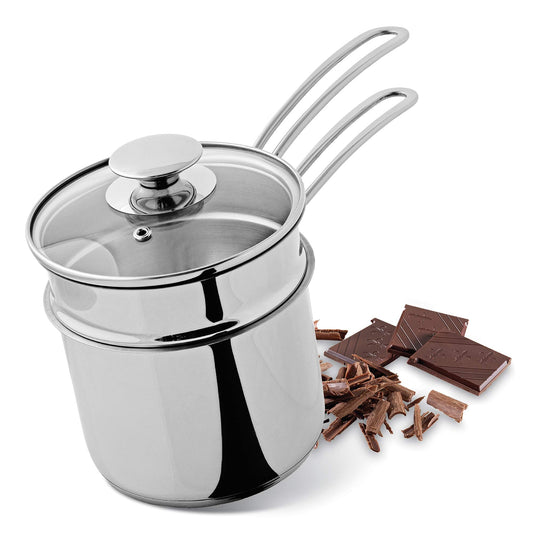 Küchenprofi Double Boiler/Bain Marie Set with Glass Lid, 1.6 Quart, 5.5" Diameter