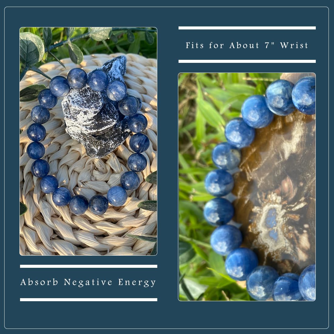 OwizJade Kyanite Bracelet 8MM for Women Men Beads | Control of Your Life - Fits for About 7" Wrist | Anxiety & Stress Relief | Absorb Negative Energy | Come With Box & Velvet Pouch & Beading Kit