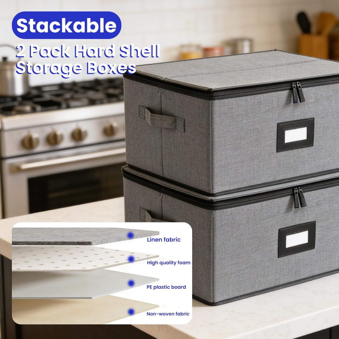 Wine Glass Storage Moving Box with Dividers 2 Pack, Holds 24 Glasses Containers Hard Shell, Glassware Stemware Holder, Packing Boxes with Lid Handle, Essentials for Glass Moving Organizing Gift