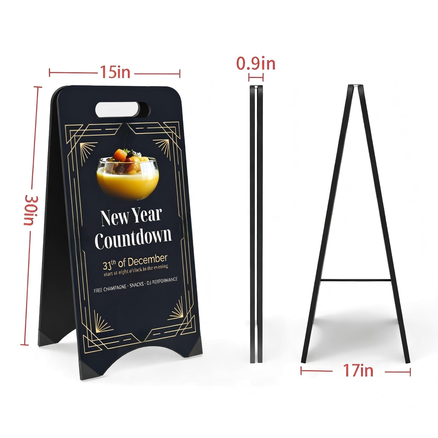A-Frame Chalkboard Sign Large 15" x 30" Sandwich Chalkboard Double Sided Sidewalk Signs Outdoor Foldable Blackboard Menu Display for Weddings, Restaurant, Business