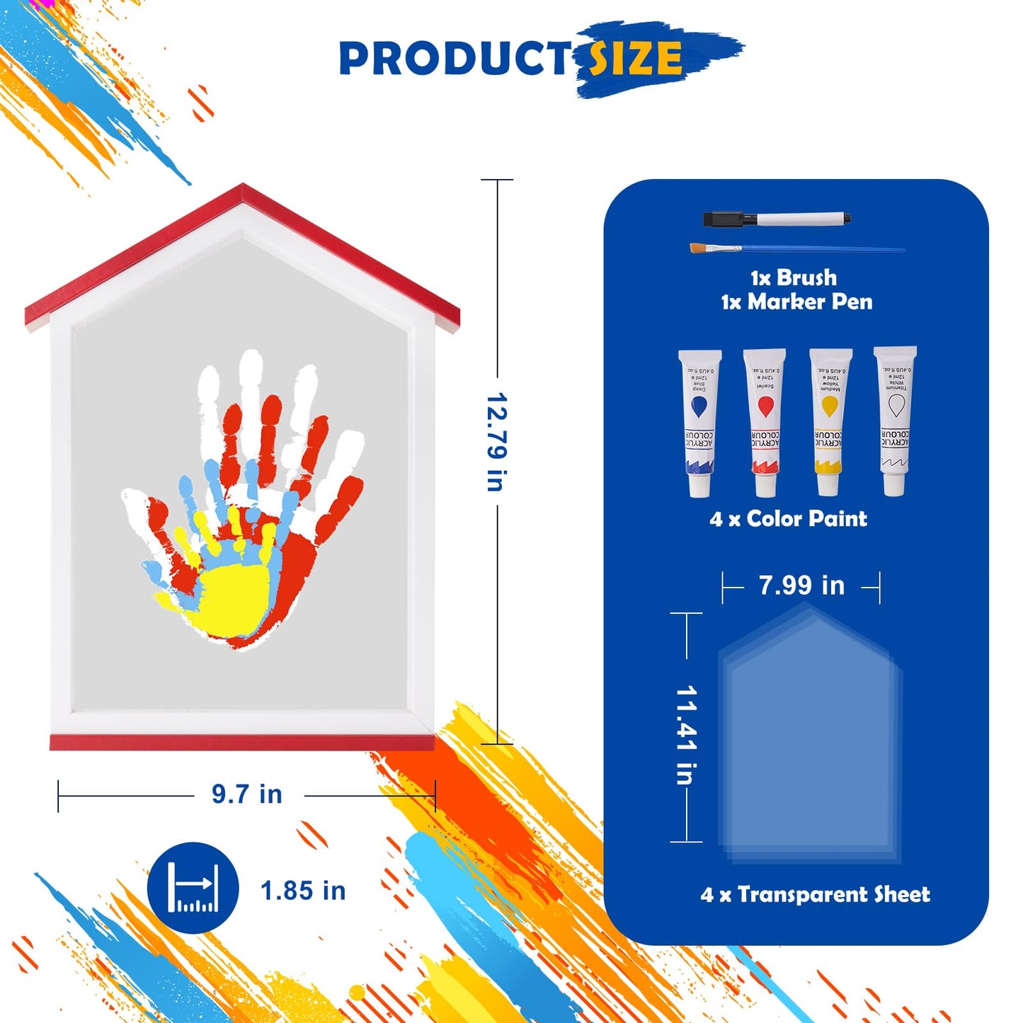 CHERRY CHEERS Exclusive House Shaped Family Handprint Kit; Unique DIY Keepsake, Complete Set, Meaningful Gift for Home Decor, Family Craft & Memory Making