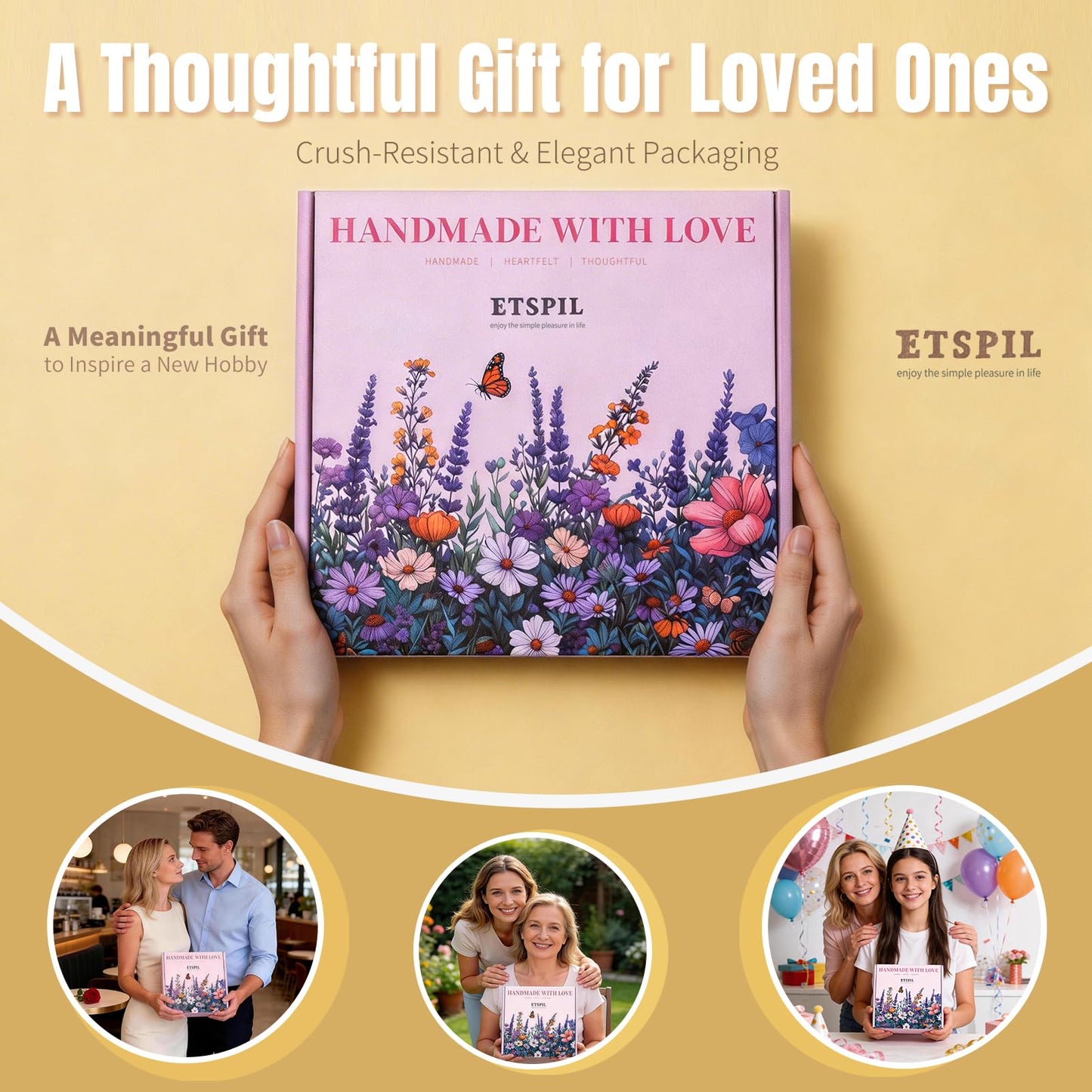 ETSPIL Embroidery Kit for Beginners, Easy Step-by-Step 4K Video Tutorials for Adults to Master 33 Core Stitches, Bound Guide & Magnetic Minder, Relaxing DIY Craft Hobby Gift for Women