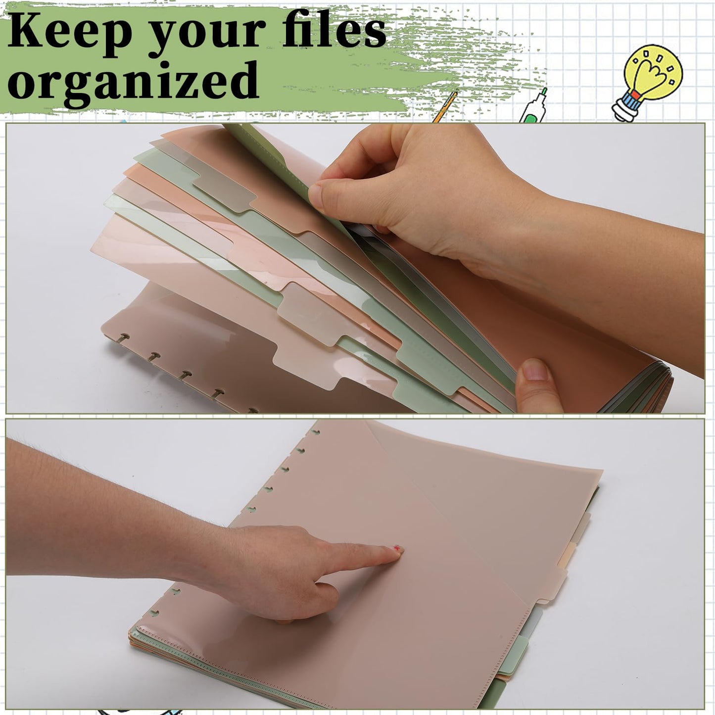 32 Pcs Discbound Pocket Dividers 8.5 x 11 Dividers with Discbound Notebook Accessories Tabs and Pockets Discbound Pocket Folders for Business School Office