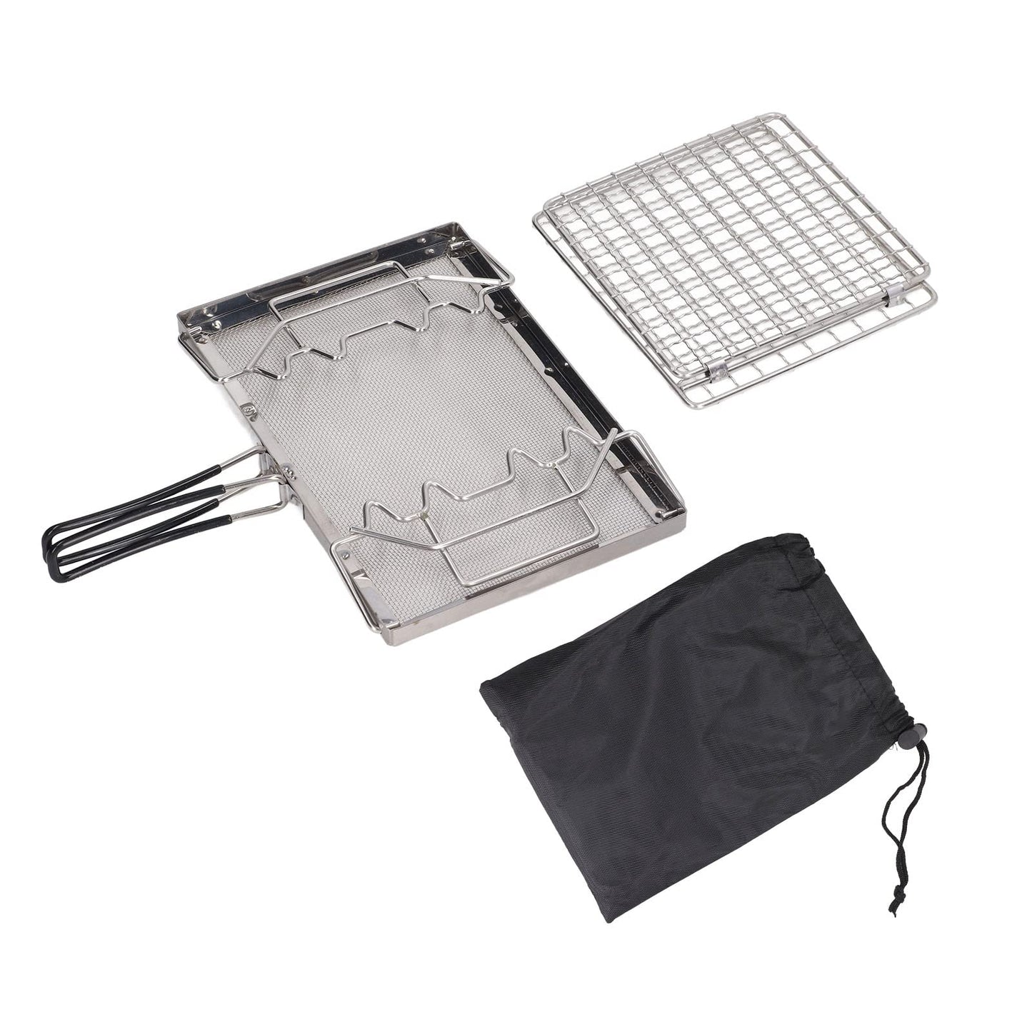 Topyond Portable Stainless Steel Camping Stove Toaster, Folding Outdoor Toaster Rack Holder Stable Structure with Handle for BBQ Camping Picnic